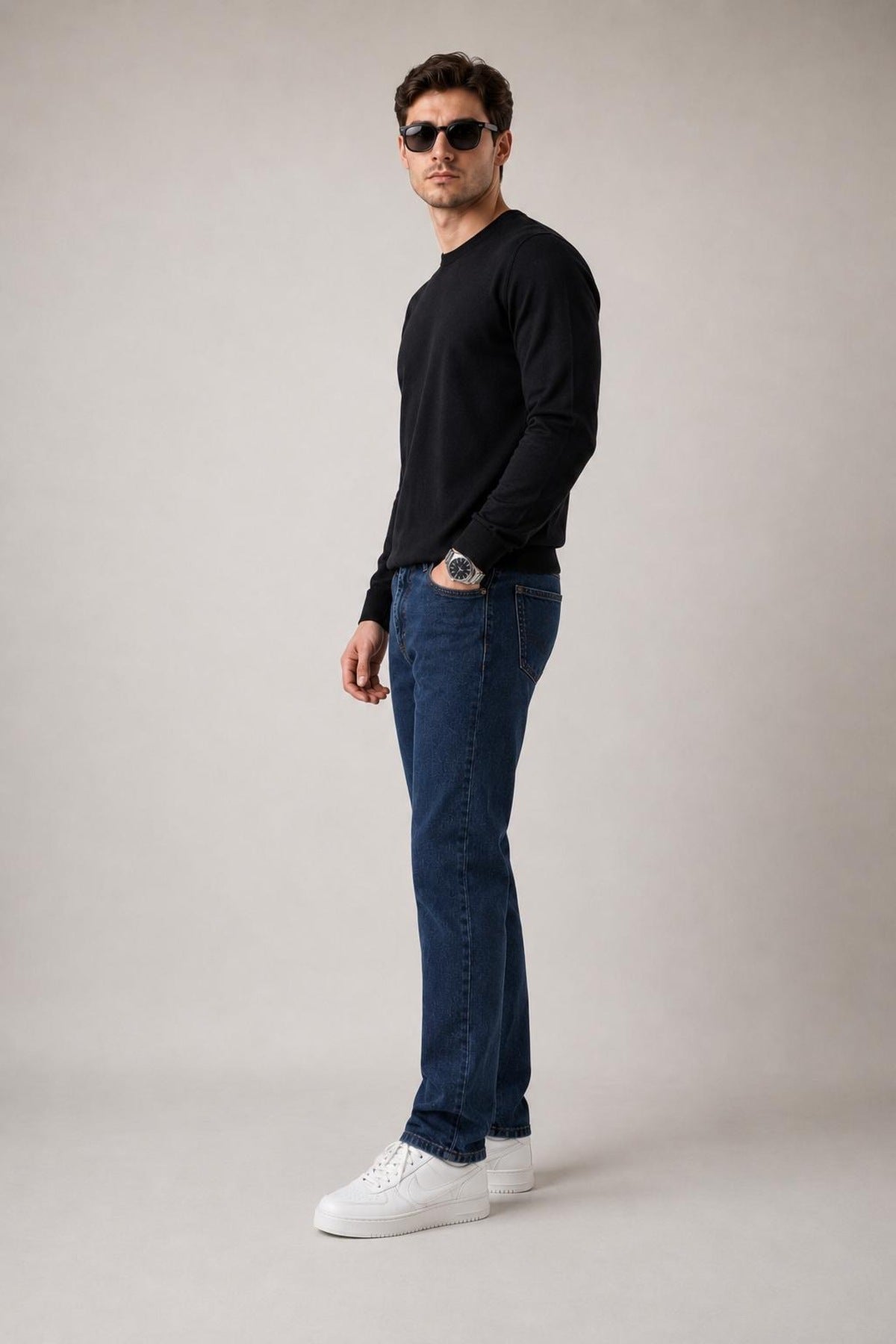 Erkek Kot Rengi Regular Kalıp Kot Pantolon Jeans