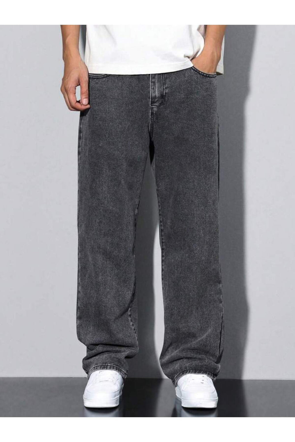 Erkek Oversize Jean Pantolon Geniş Paça Rahat Kalıp Günlük Sokak Stili Denim Pantolon