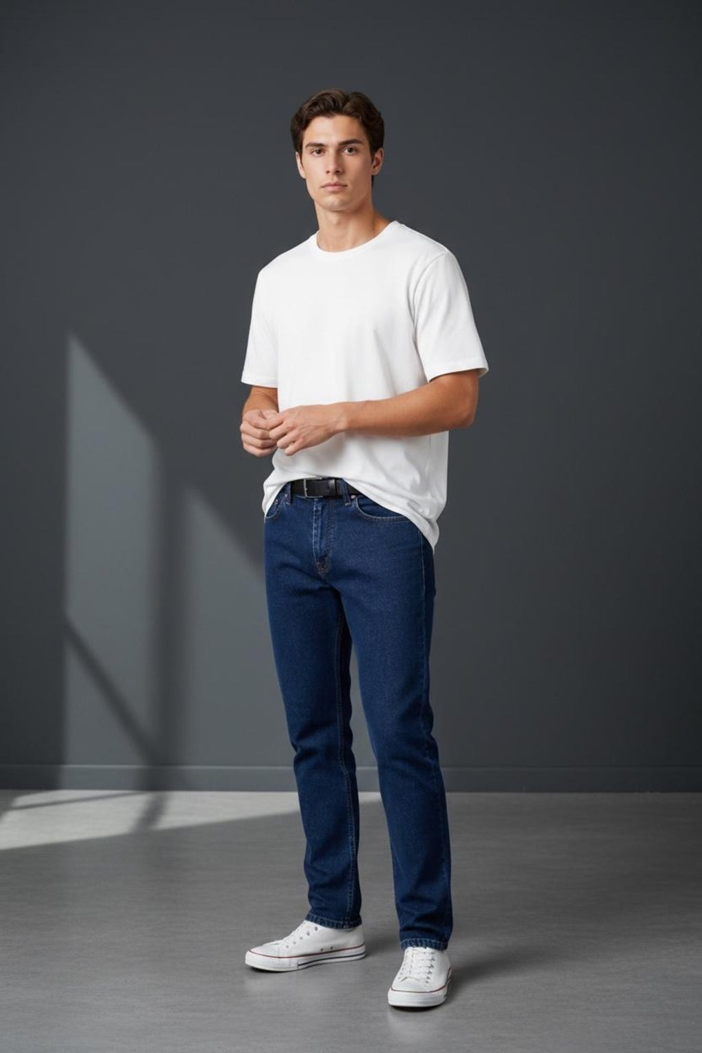 Erkek Regular Kalıp Likralı Lacivert Denim Pantolon Rahat Esnek Günlük Şık 5 Cep