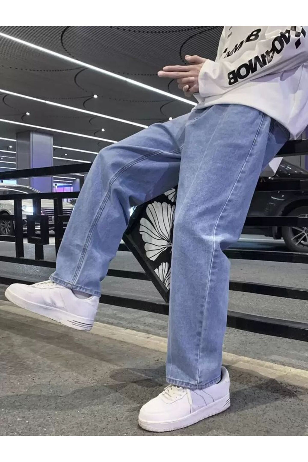 Erkek Rahat Kalıp Bol Paça Pantolon Jean