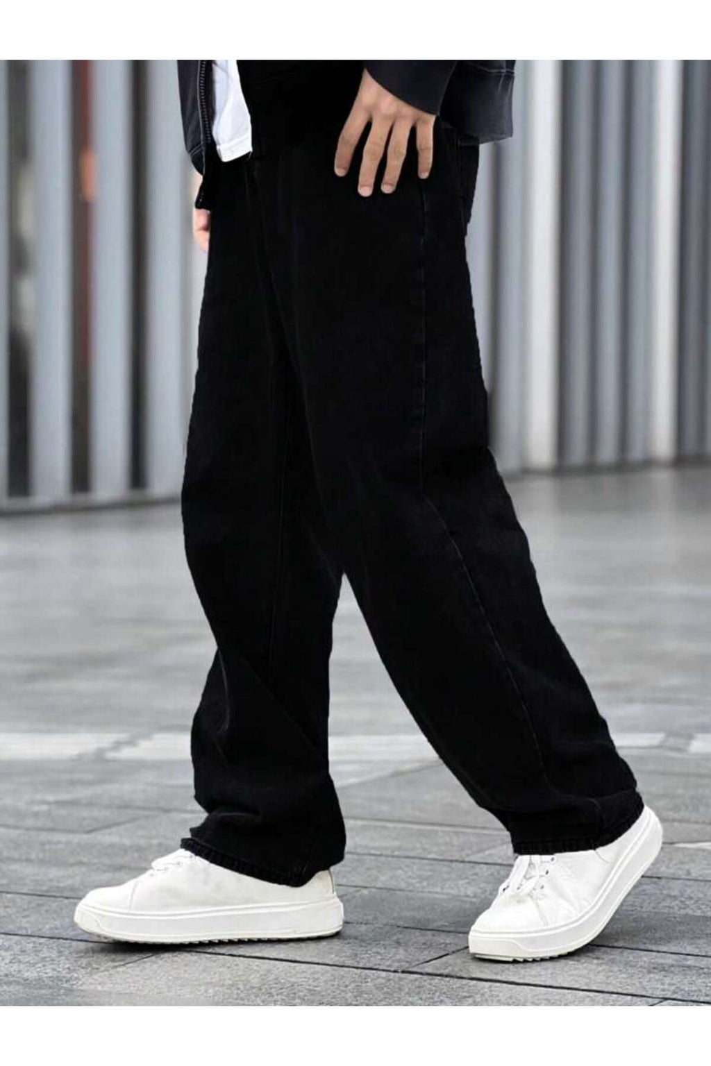 Erkek Oversize Jean Pantolon Geniş Paça Rahat Kalıp Günlük Sokak Stili Denim Pantolon