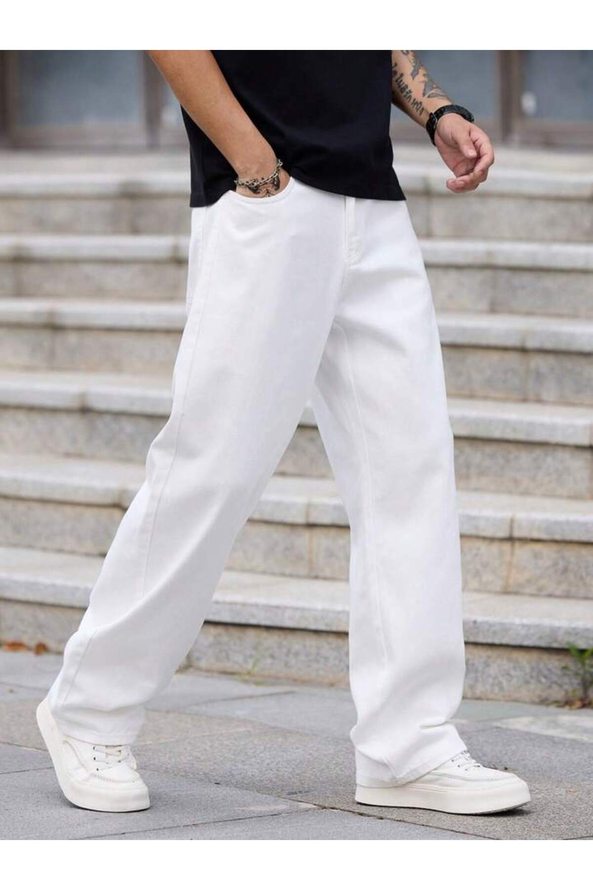 Erkek Yeni Sezon Baggy Fit Bol Kalıp Kot Pantolon