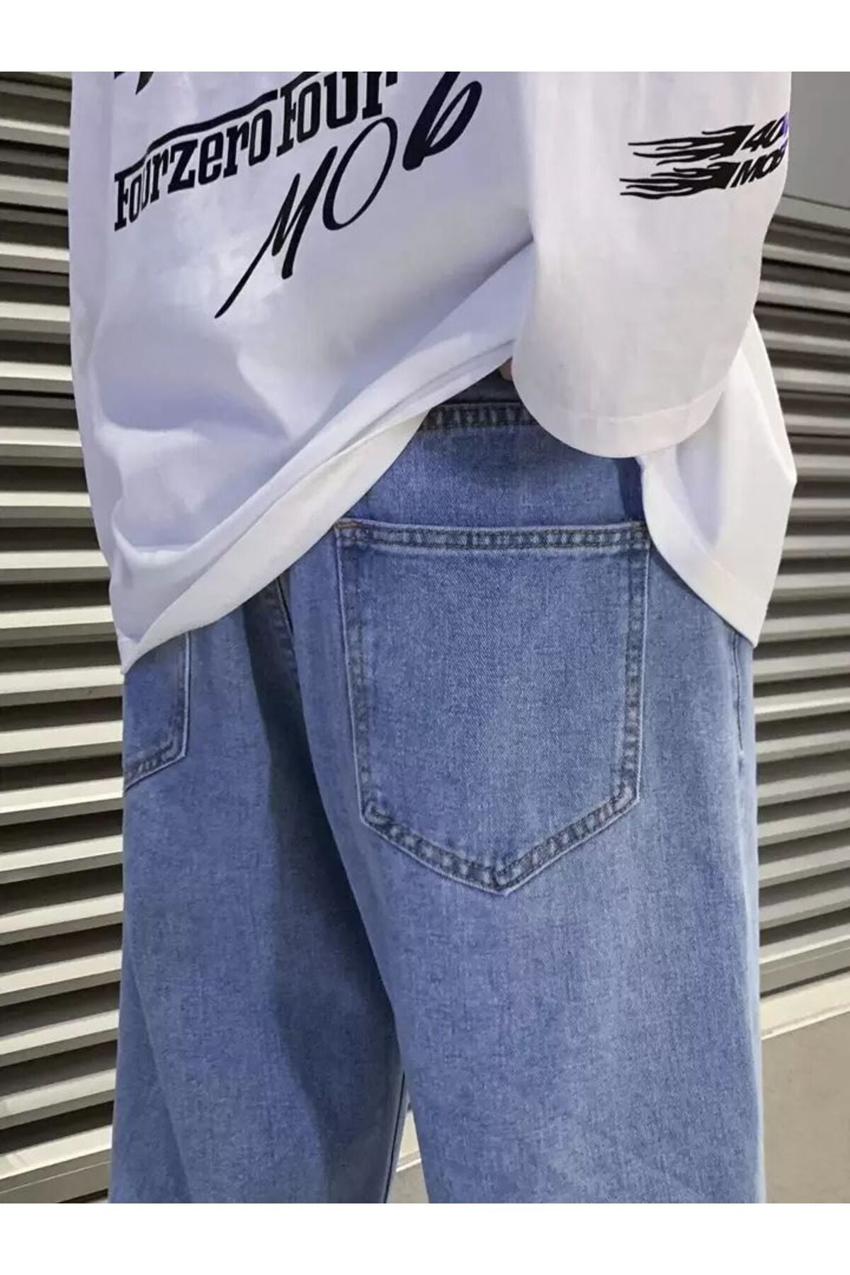 Erkek Rahat Kalıp Bol Paça Pantolon Jean