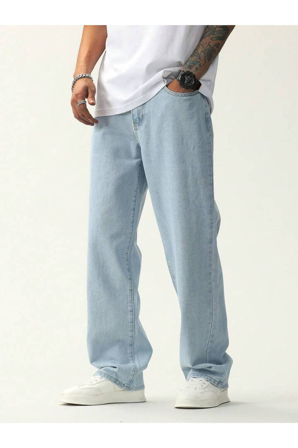 Erkek Buz Mavi Baggy Pantolon