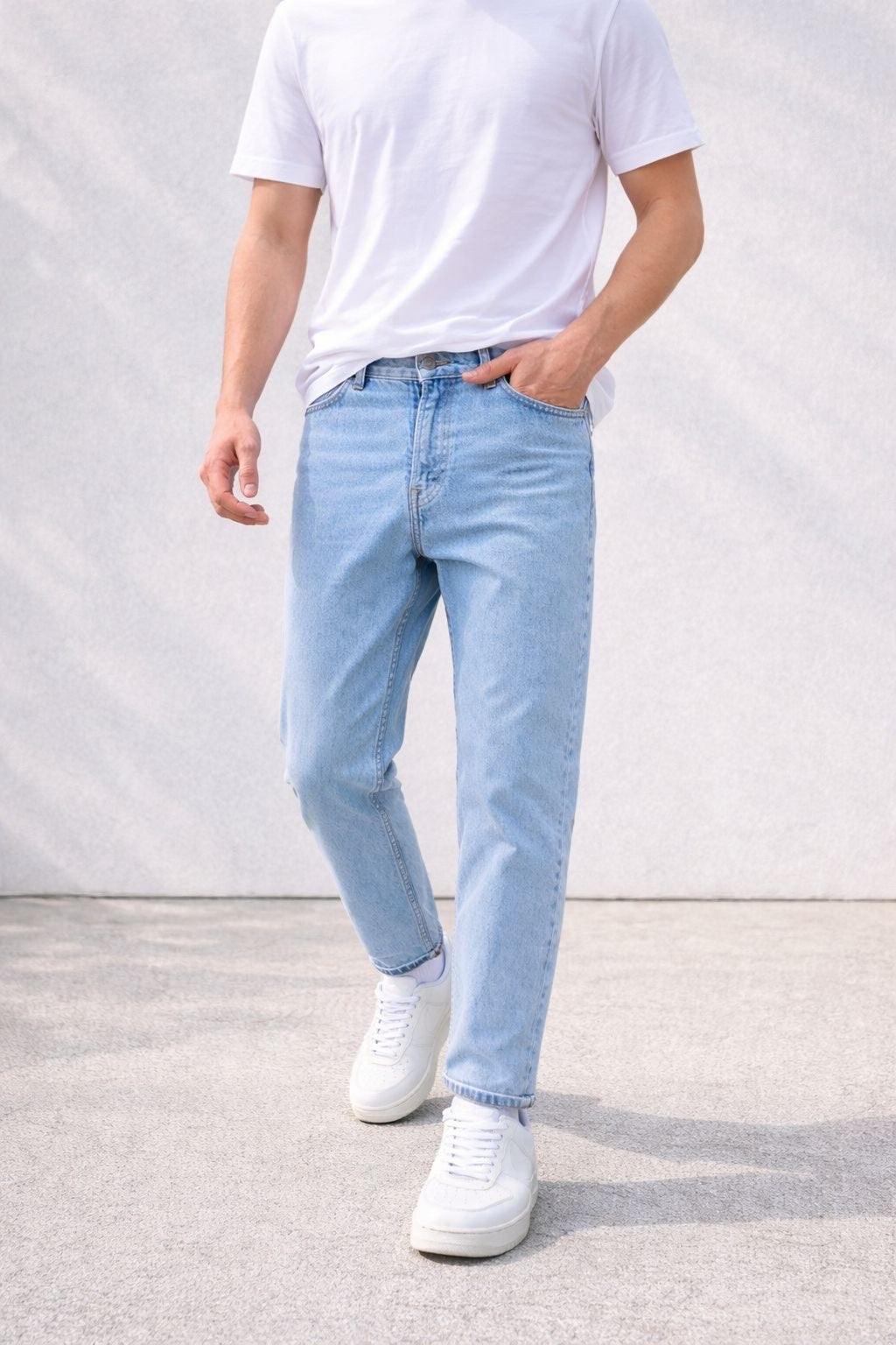 Erkek Rahat Kalıp Jean Pantolon Günlük Modern Kesim Denim Kot Pantolon