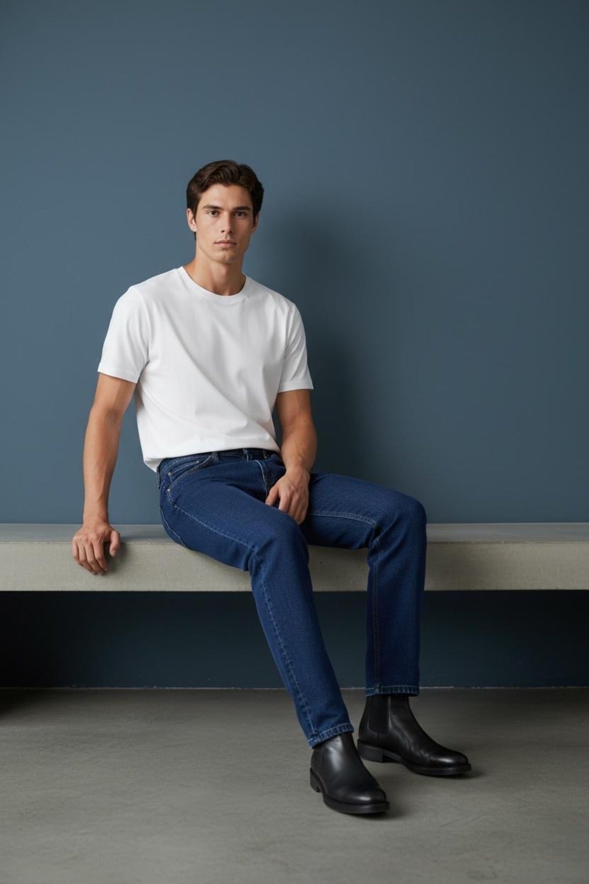 Erkek Regular Kalıp Likralı Lacivert Denim Pantolon Rahat Esnek Günlük Şık 5 Cep