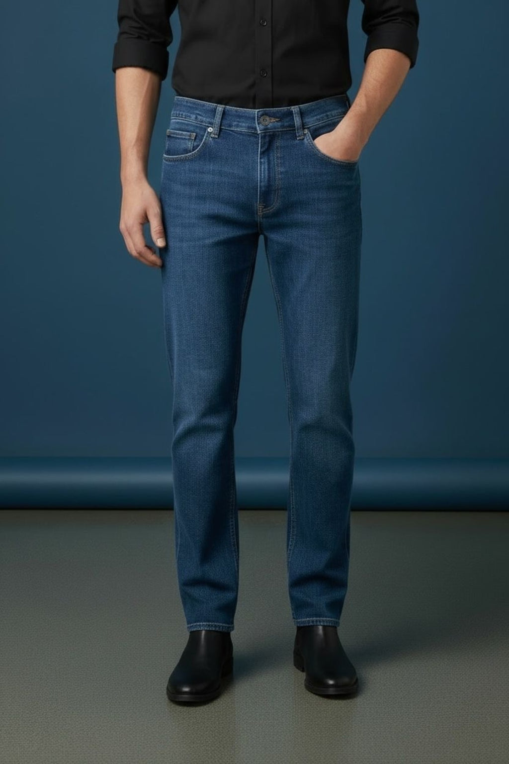 Erkek Regular Fit Likralı Kot Pantolon Günlük Rahat Kesim Modern Denim Jean