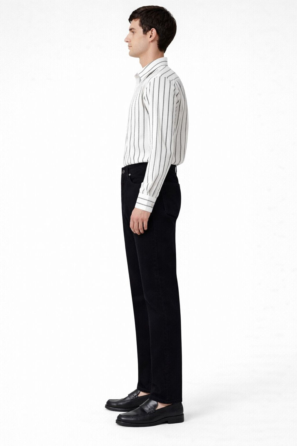 Erkek Yıkamalı Siyah Straight Fit Düz Paça Kot Pantolon
