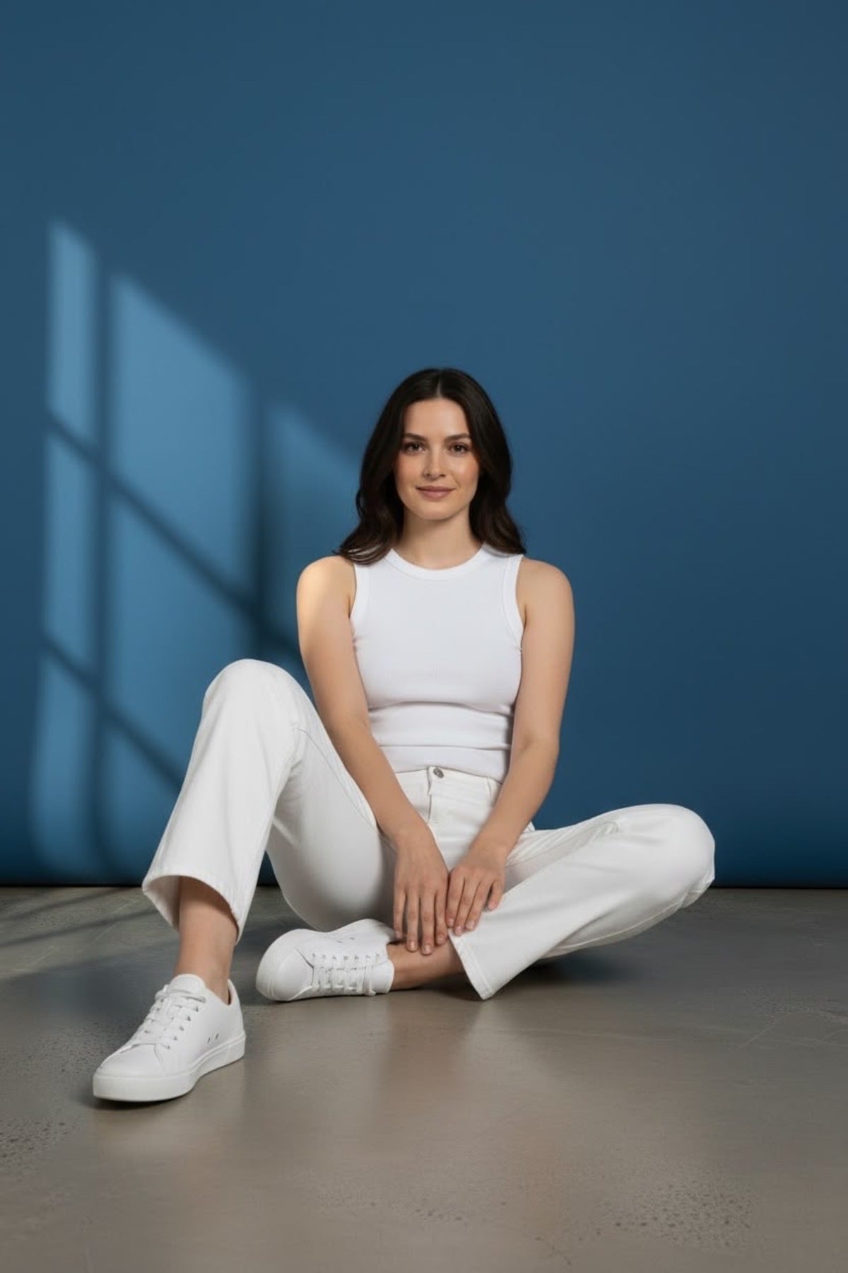 Kadın Bisiklet Yaka Fitilli Atlet Esnek Kumaş Slim Fit Basic Kolsuz Atlet