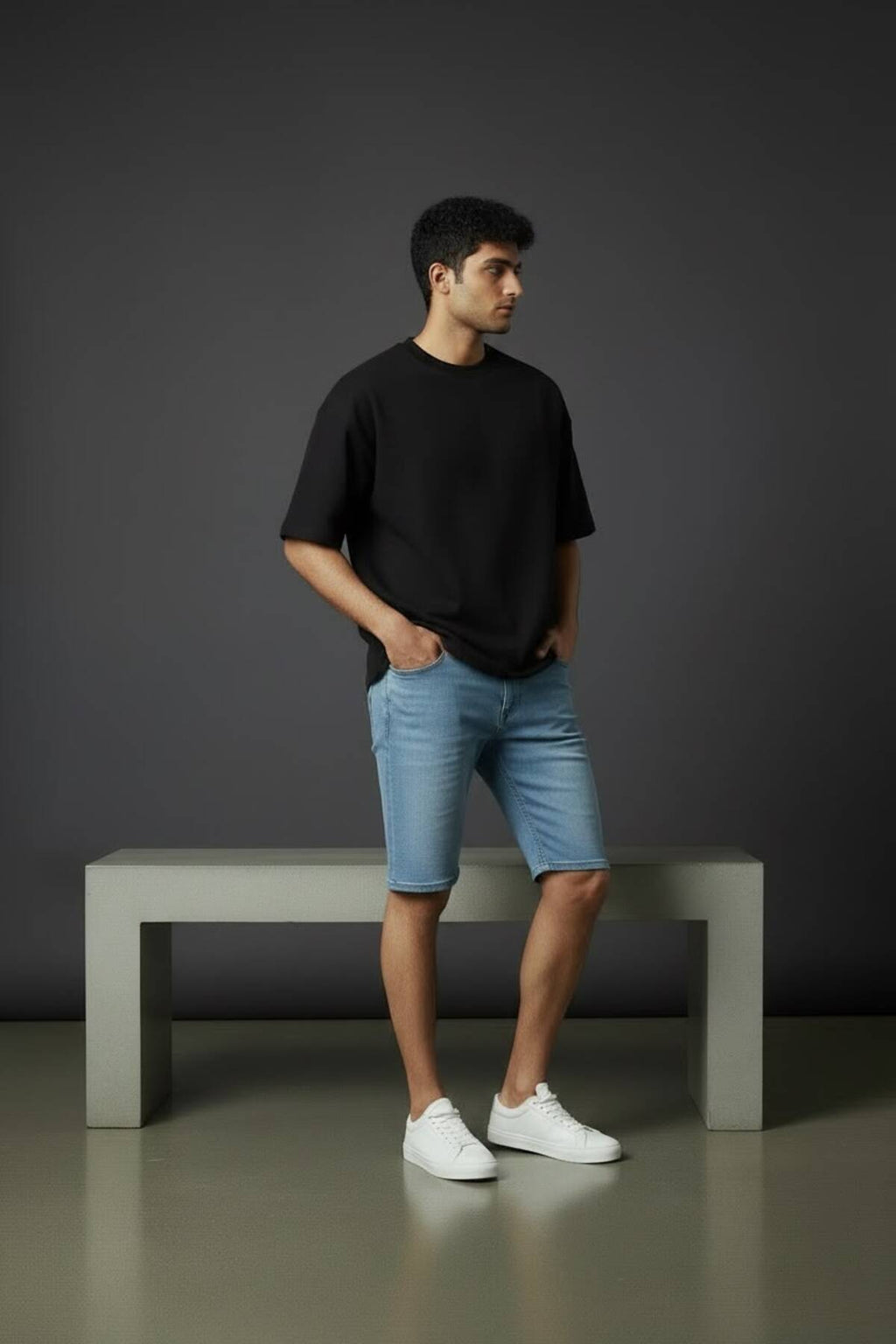 Erkek Likralı Esnek Rahat Kalıp Denim Kot Şort