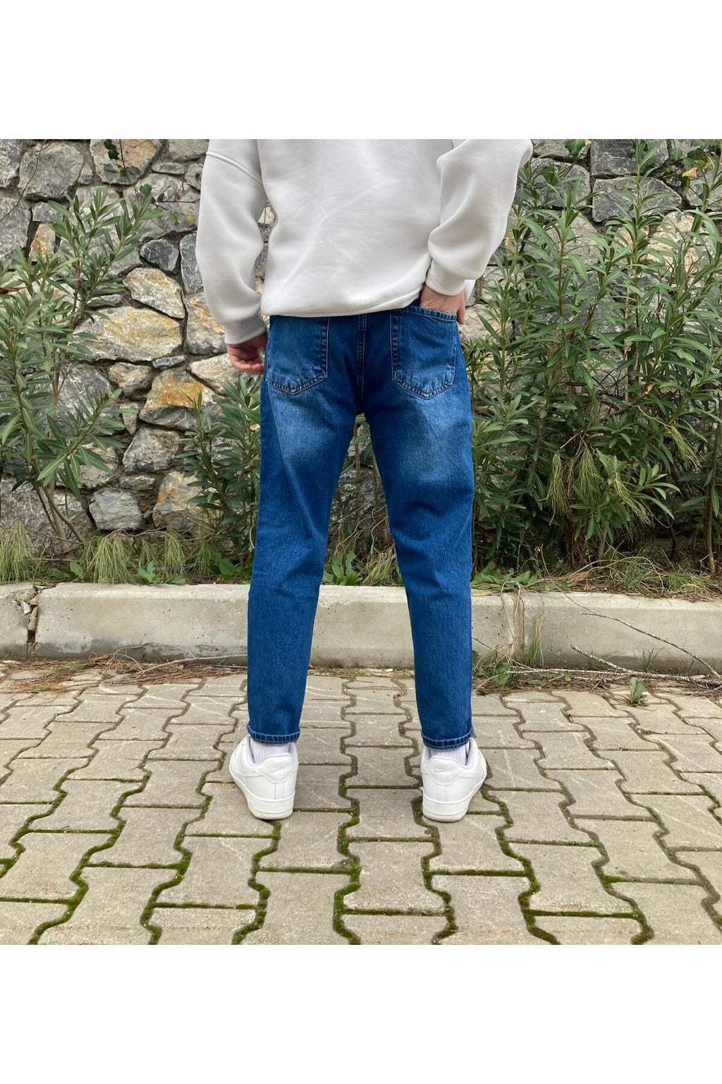 Koyu Mavi Efektli Boyfriend Pantolon