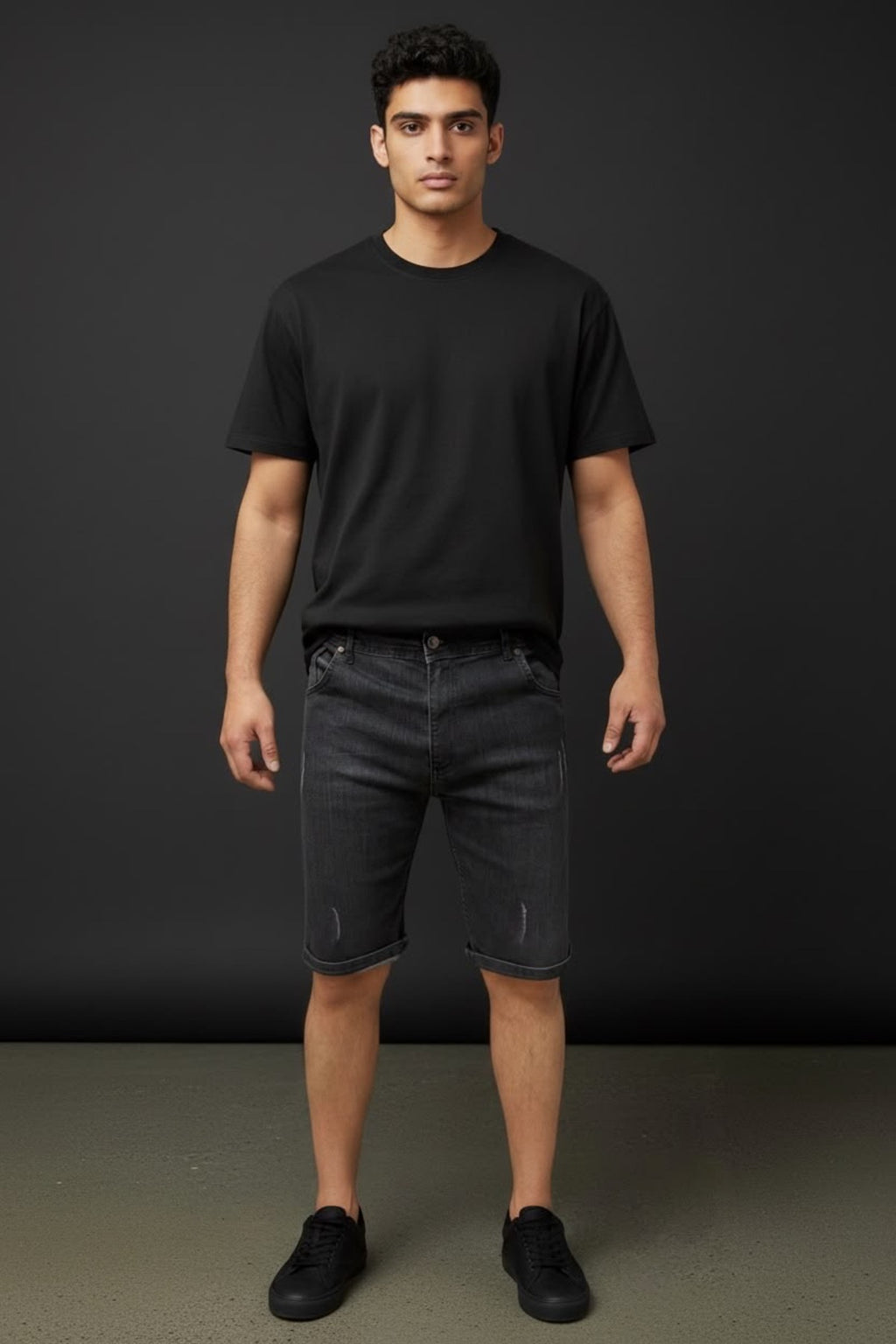 Erkek Denim Şort Regular Fit Diz Üstü Kot Şort