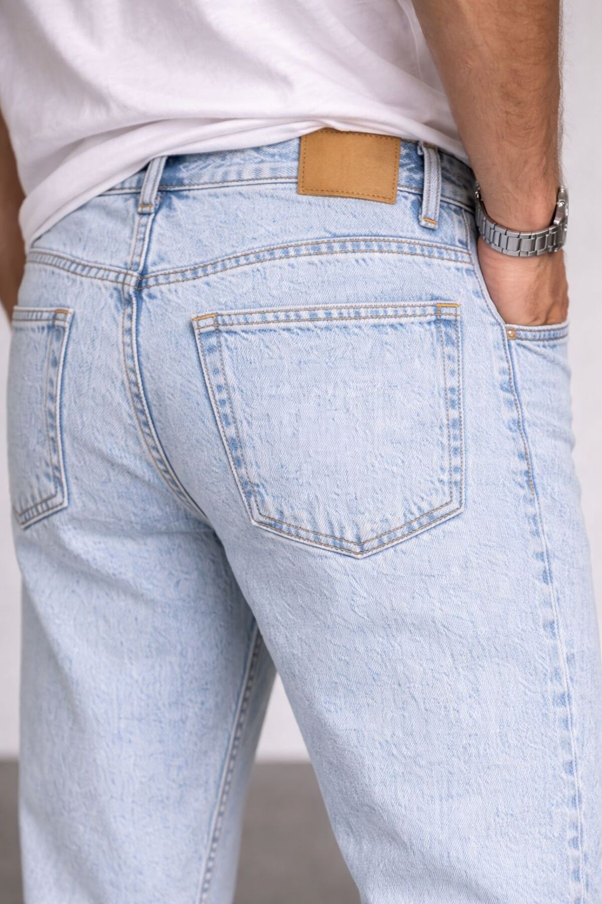 Erkek Açık Mavi Relax Fit Jean Pantolon Günlük Rahat Kesim Modern Basic Kot Denim