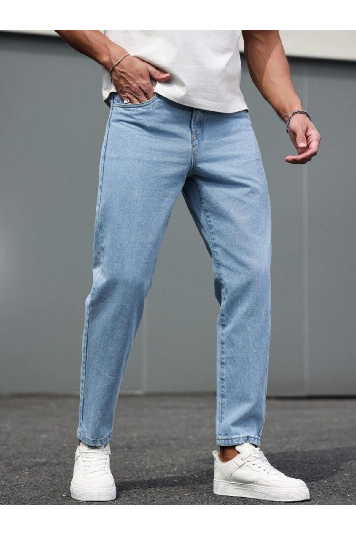 Erkek Boyfriend Jean Pantolon Günlük Rahat Bol Kalıp Denim Kot Salaş Tarz