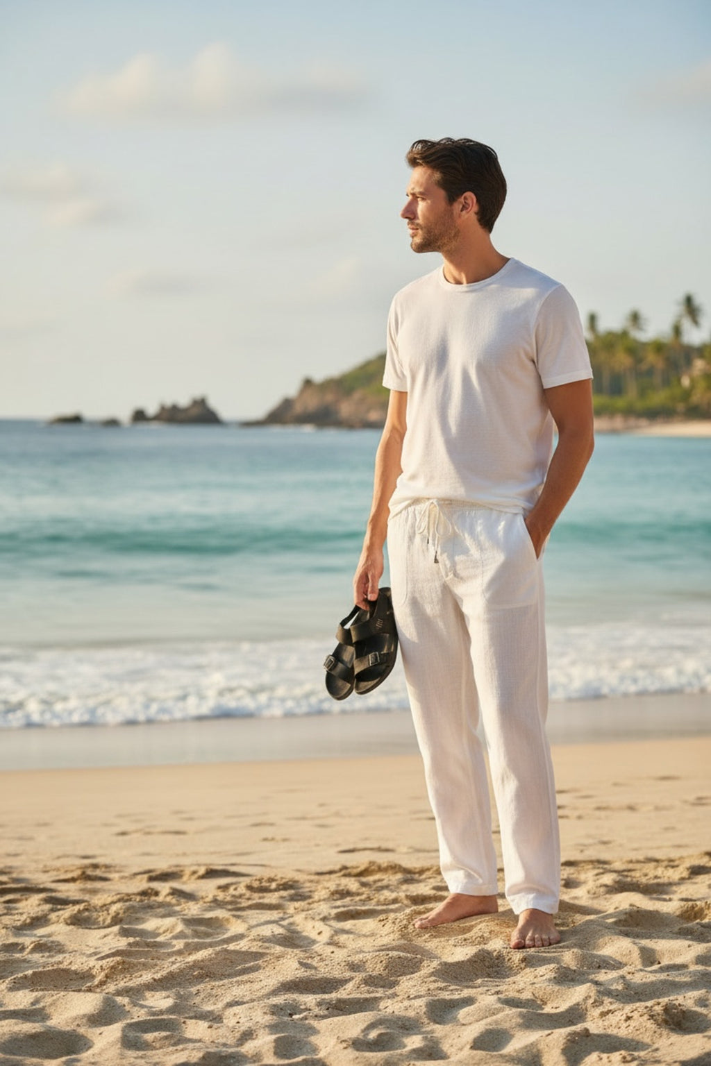 Erkek Premium Relaxed Fit Keten Pantolon