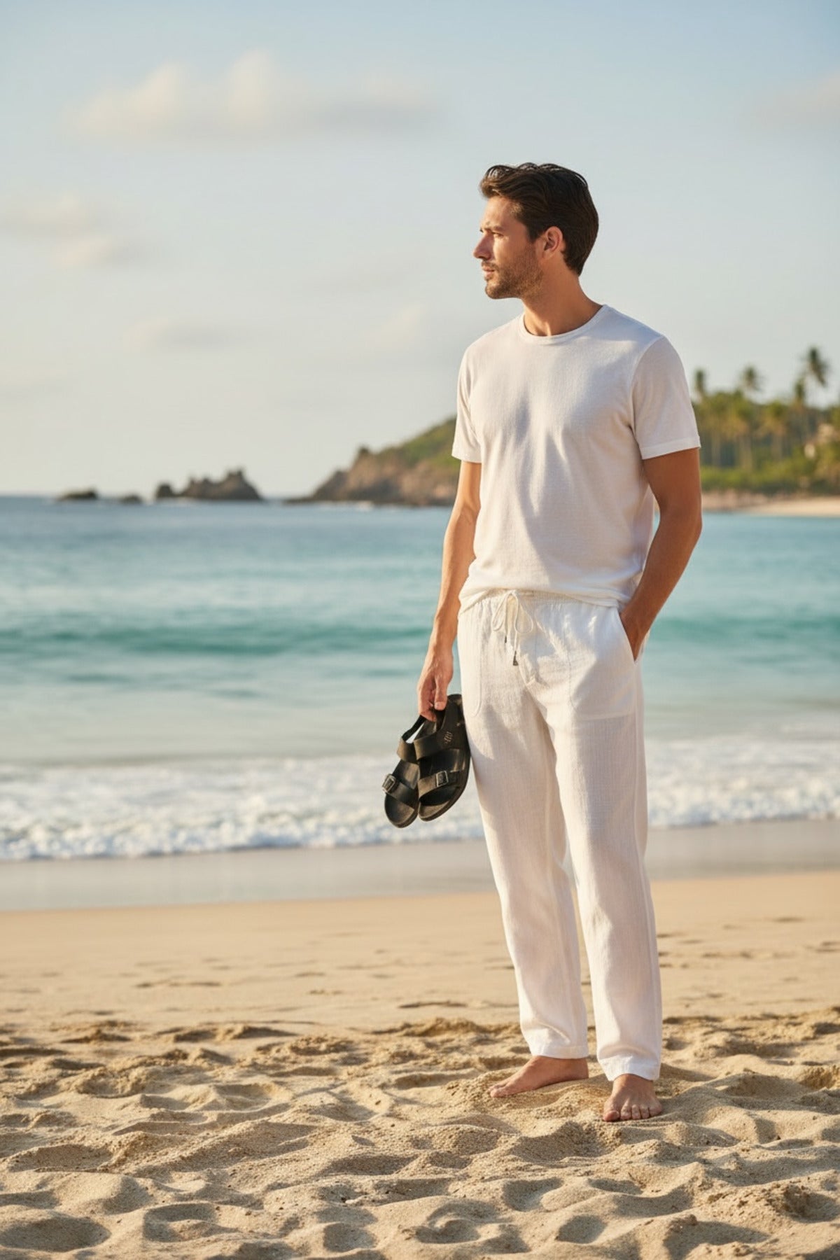 Erkek Premium Relaxed Fit Keten Pantolon