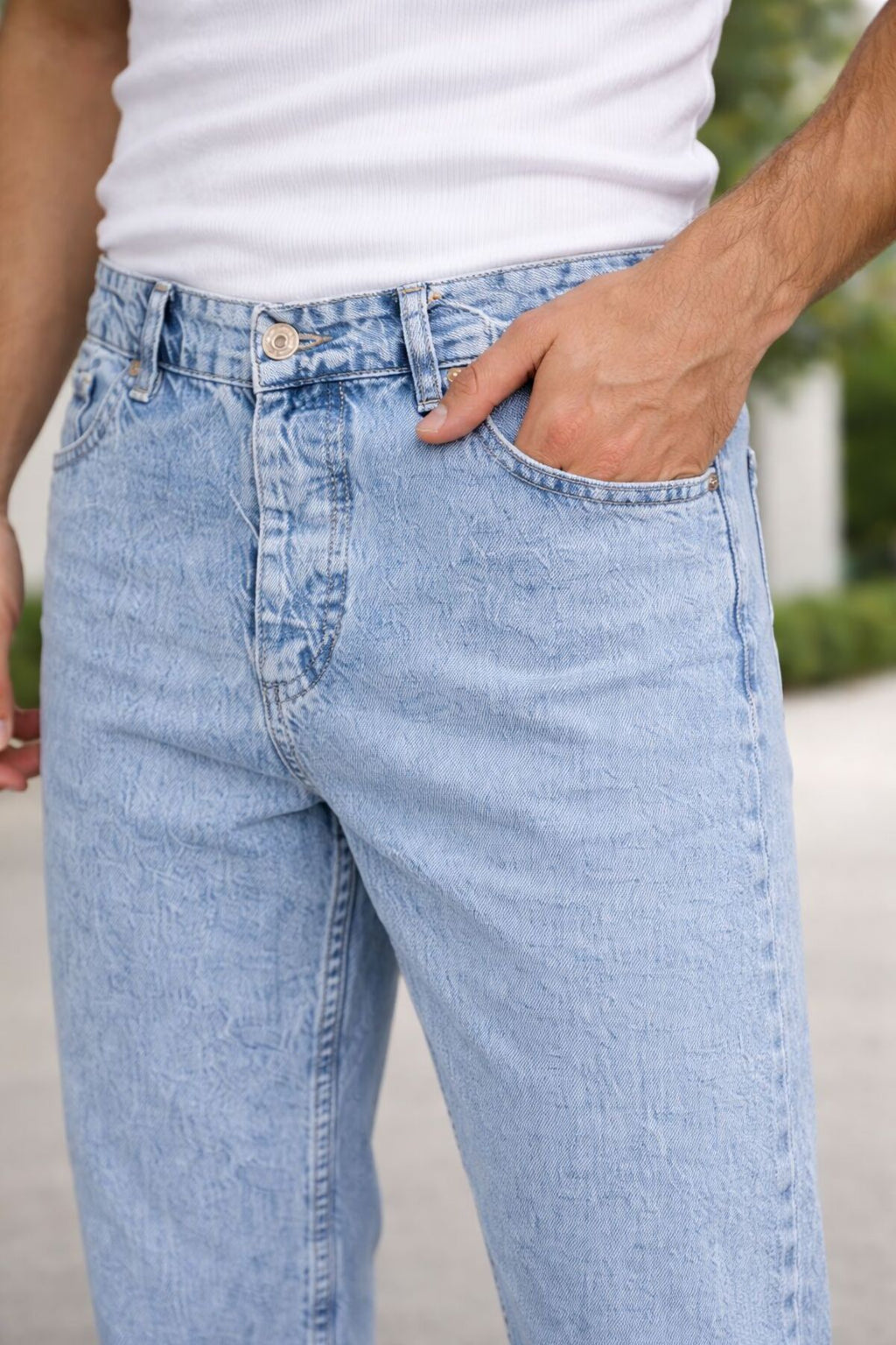 Erkek Rahat Kalıp Kot Pantolon Modern Kesim Günlük Şık Basic Denim