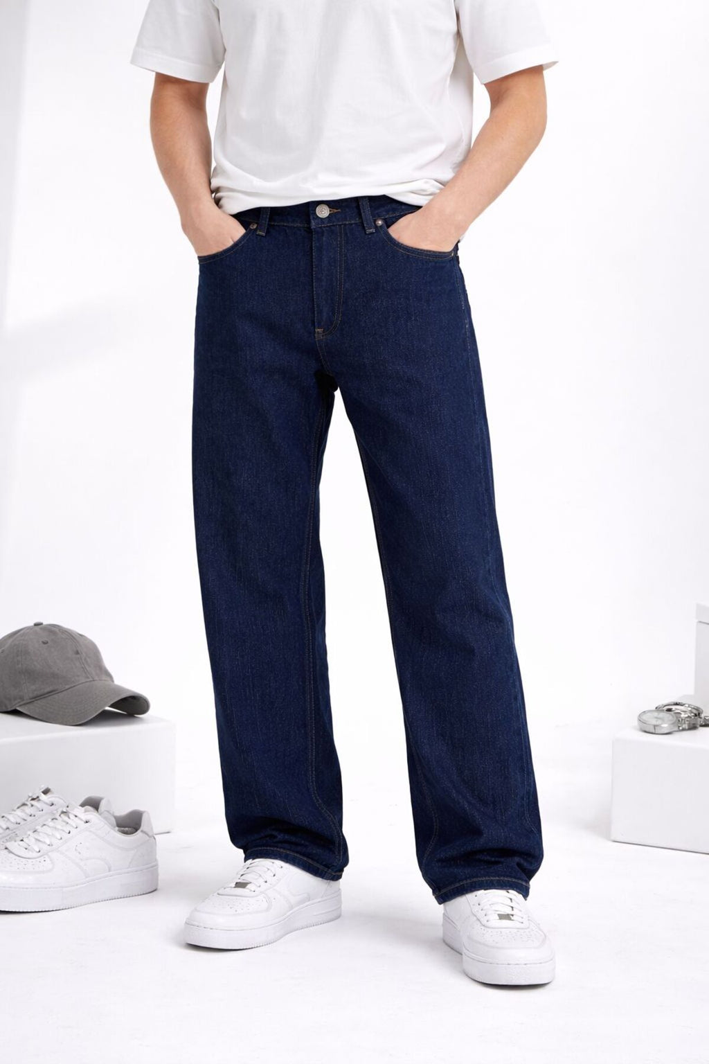 Erkek Lacivert Bol Kalıp Baggy Pantolon