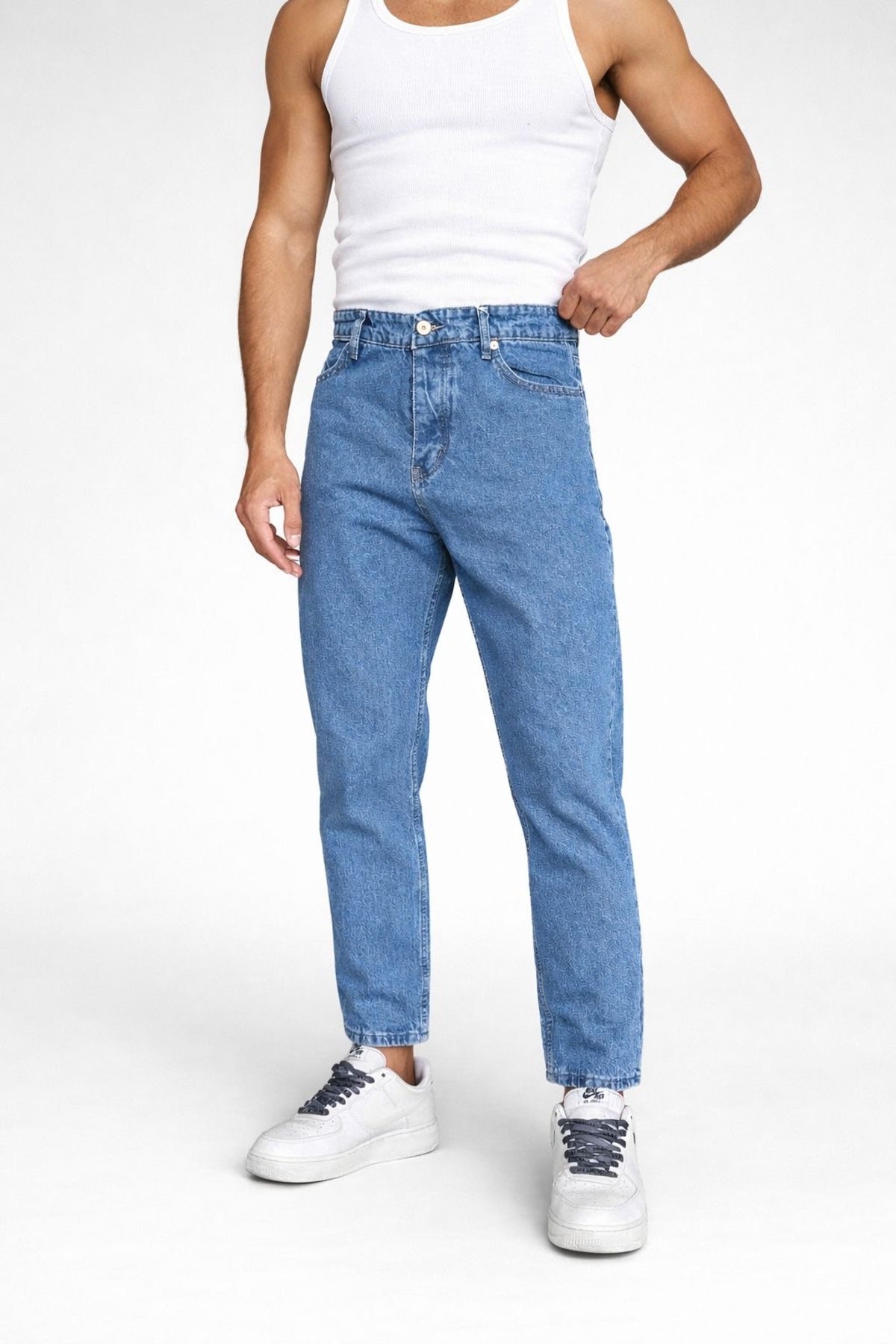Erkek Koyu Mavi Mom Fit Jean Pantolon