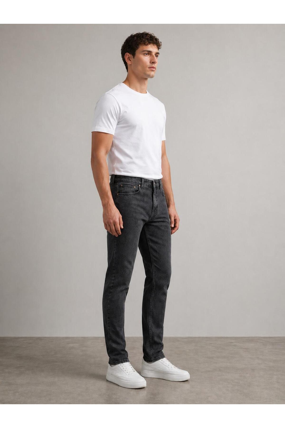 Erkek Regular Kalıp Denim Pantolon Günlük Rahat Kesim Şık Basic Jean