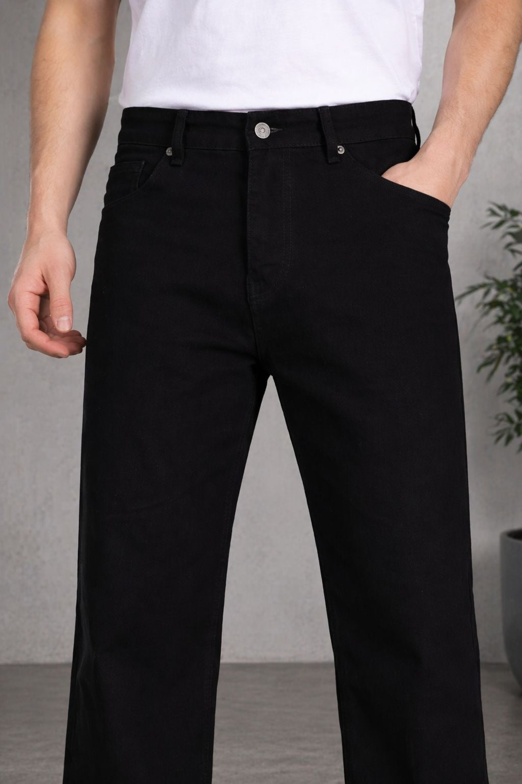 Erkek Yazlık Siyah Renk Bol Kalıp Baggy Fit Kot Pantolon