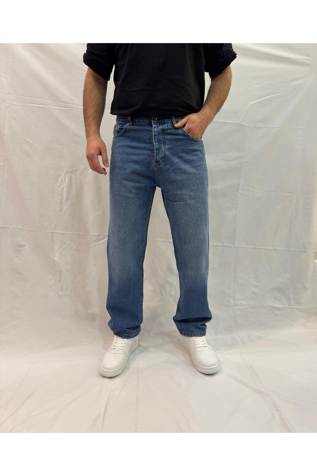 Erkek Baggy Bol Kesim Kot Pantolon
