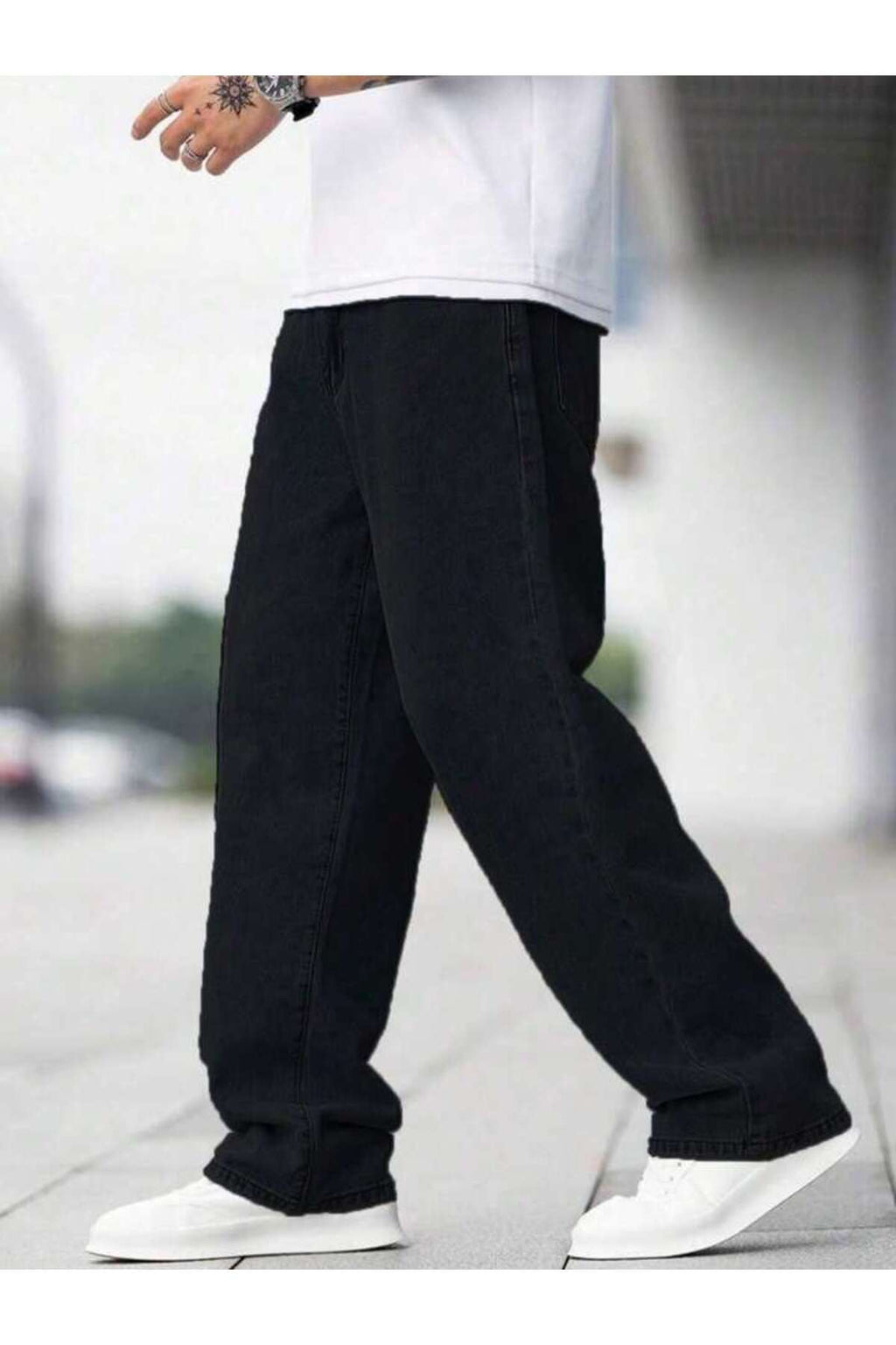 Erkek Wide Leg Denim Pantolon Bol Kesim Modern Sokak Modası Rahat Jean