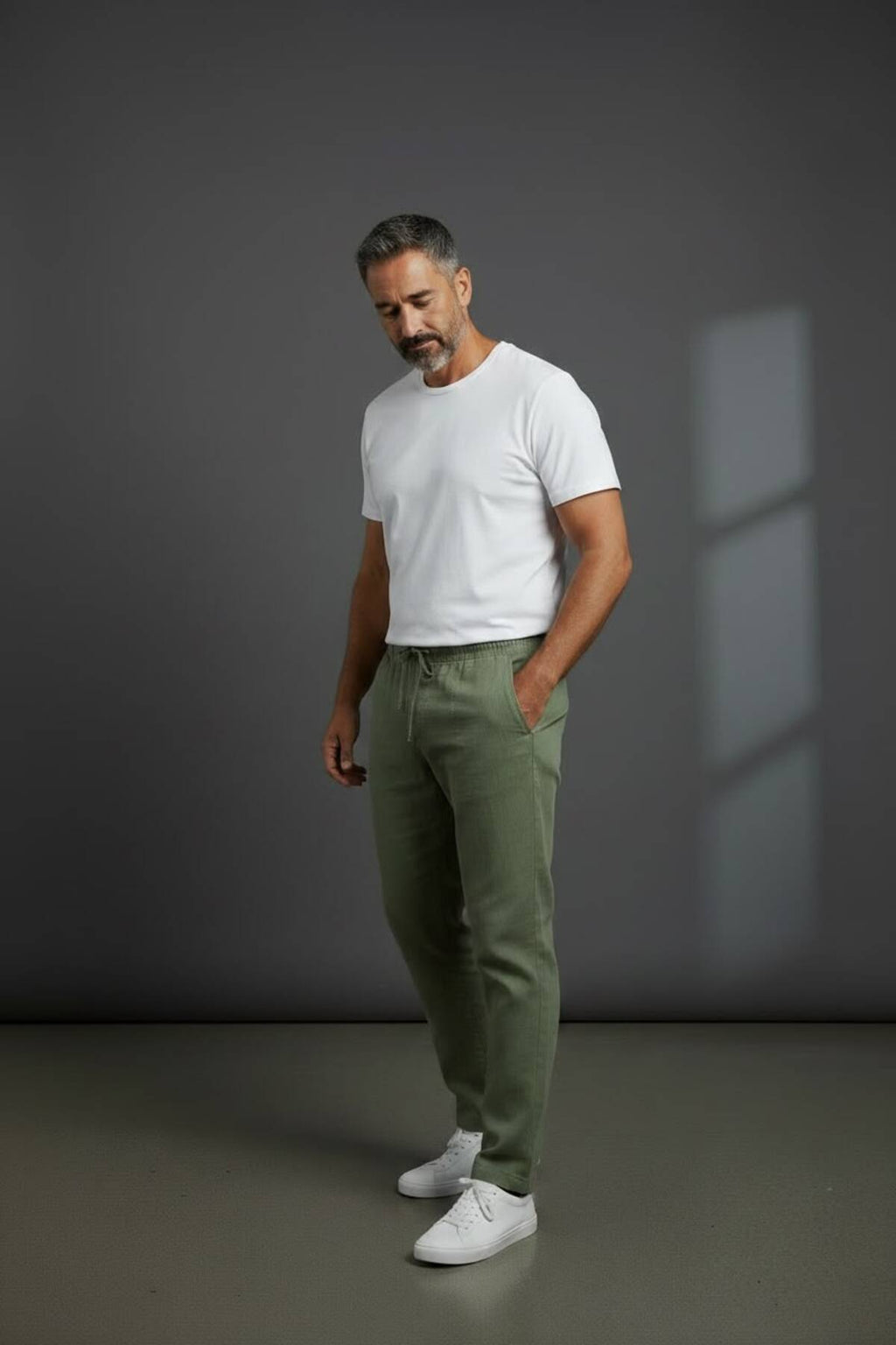Keten Görünümlü Erkek Rahat Kalıp Pantolon
