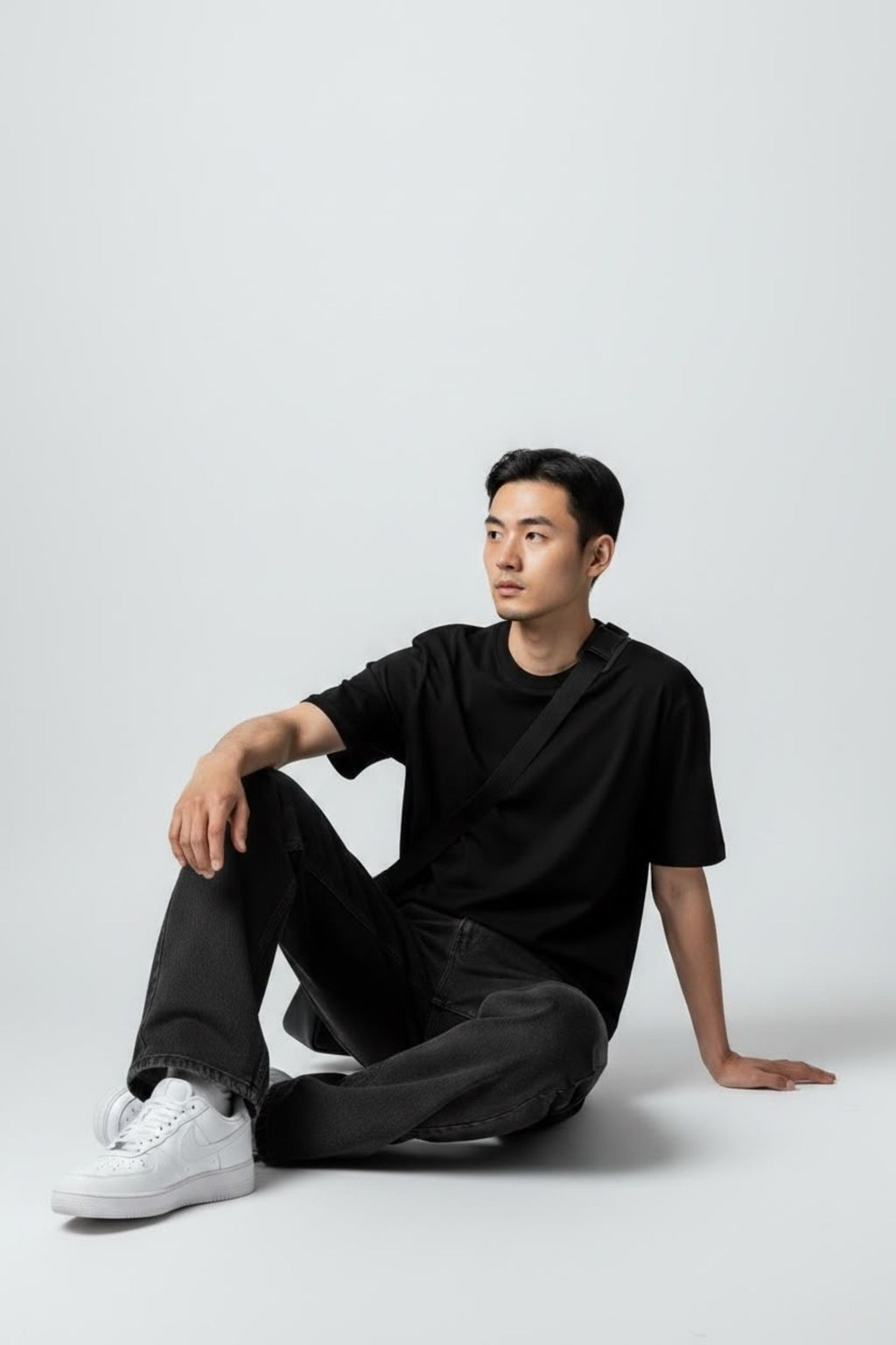 Erkek Baggy Bol Kesim Kot Pantolon Jeans Yıkamalı Siyah