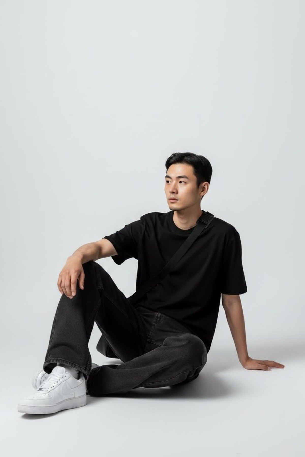 Erkek Baggy Bol Kesim Kot Pantolon Jeans Yıkamalı Siyah