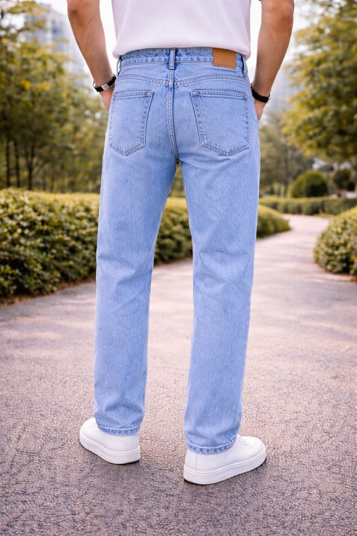 Erkek Straight Fit Jean Pantolon Vintage Yıkamalı Rahat Kalıp Günlük Denim