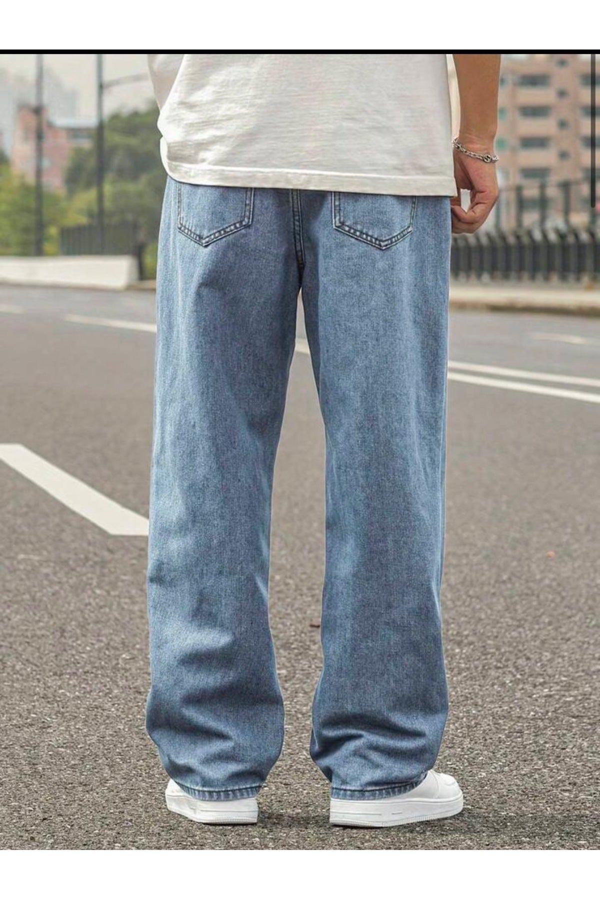 Erkek Bol Paça Rahat Kalıp Kot Pantolon Jean