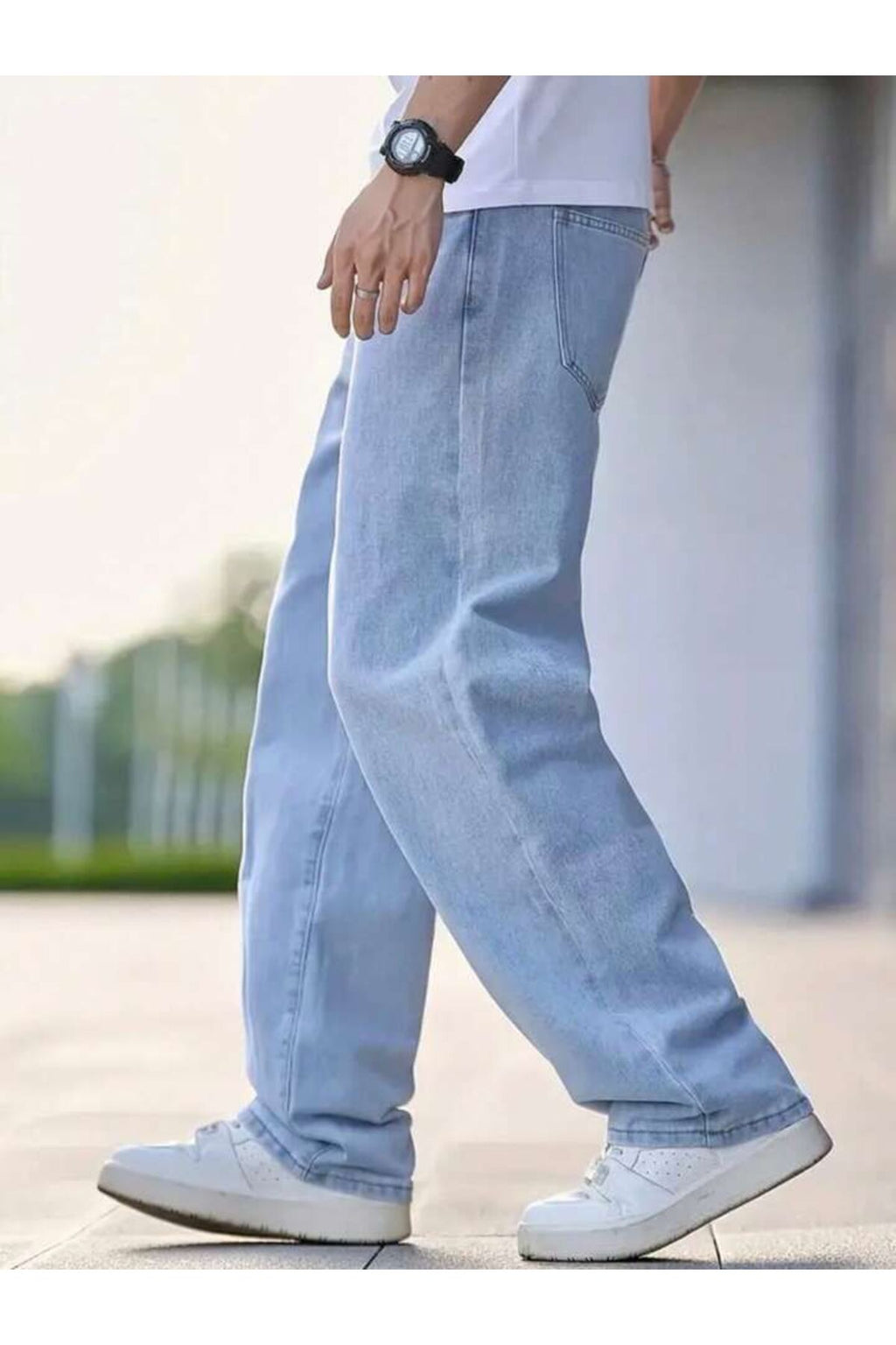 Erkek Kar Yıkama Bol Kalıp Jean Pantolon