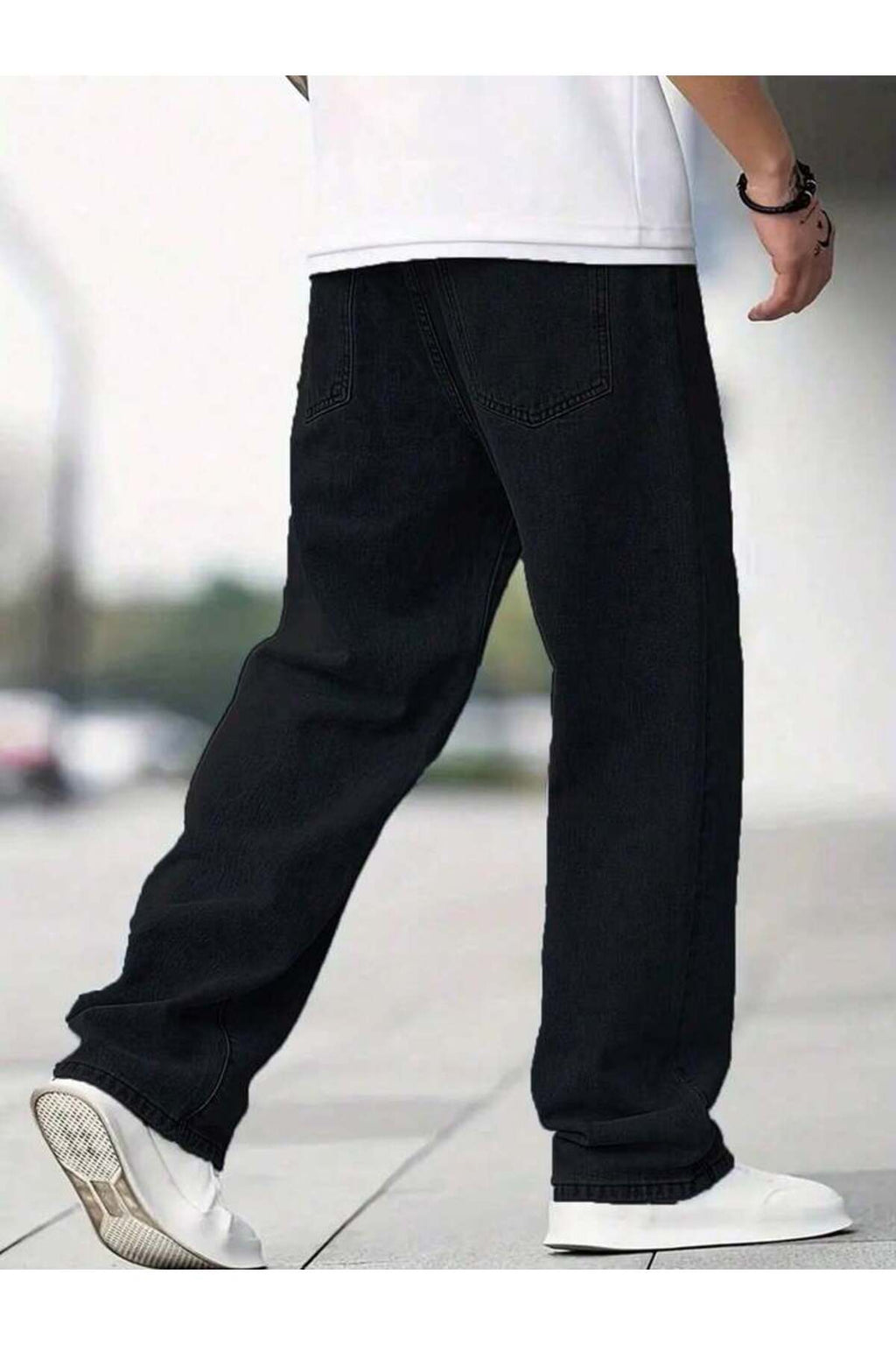 Erkek Wide Leg Denim Pantolon Bol Kesim Modern Sokak Modası Rahat Jean