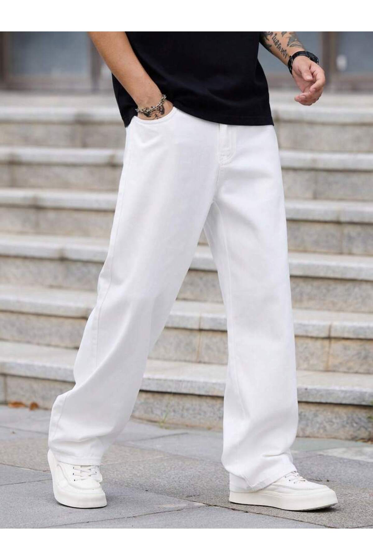 Erkek Yeni Sezon Baggy Fit Bol Kalıp Kot Pantolon