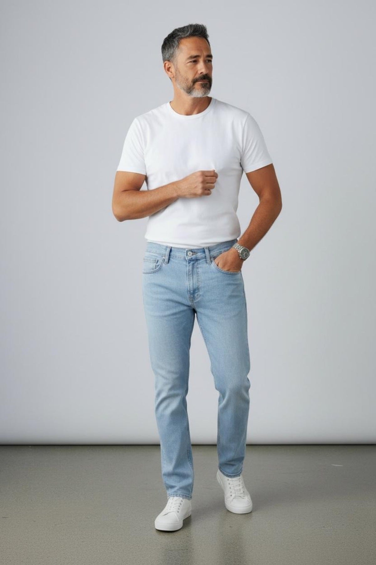 Erkek Regular Kalıp Denim Pantolon Günlük Rahat Kesim Şık Basic Jean