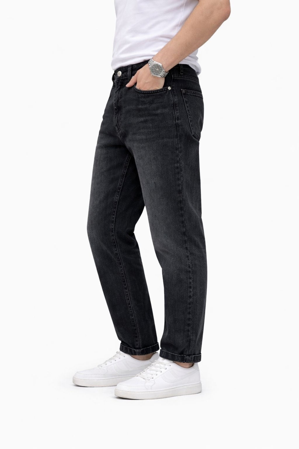Erkek Vintage Taşlama Detaylı Boyfriend Pantolon tb