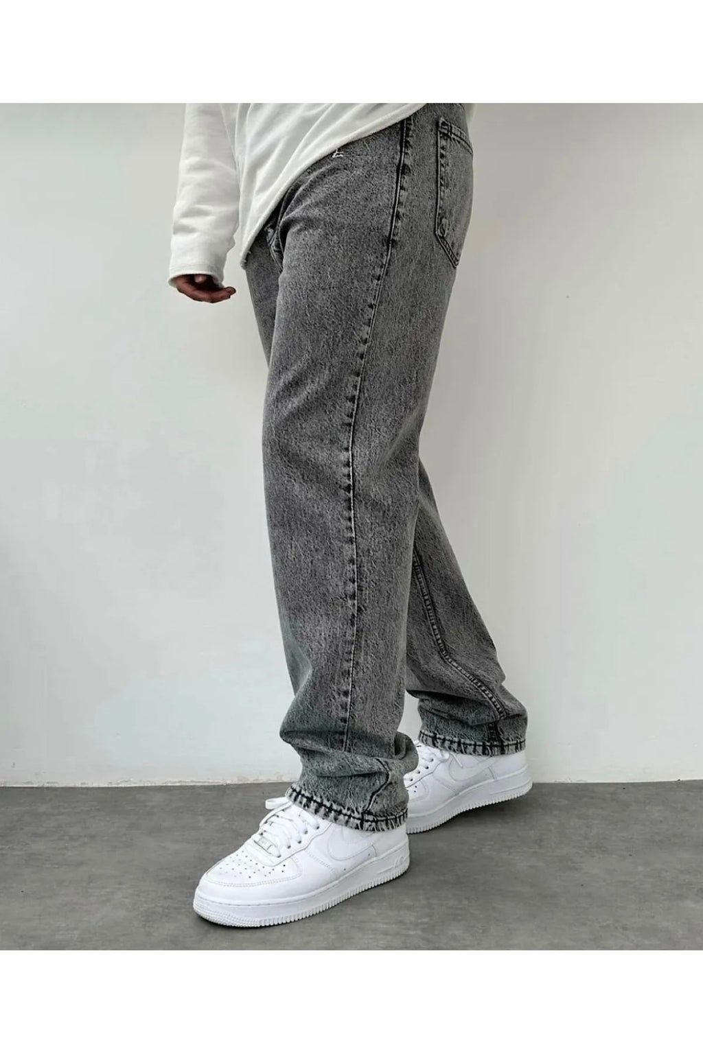 Gri Asit Yıkama Baggy Pantolon