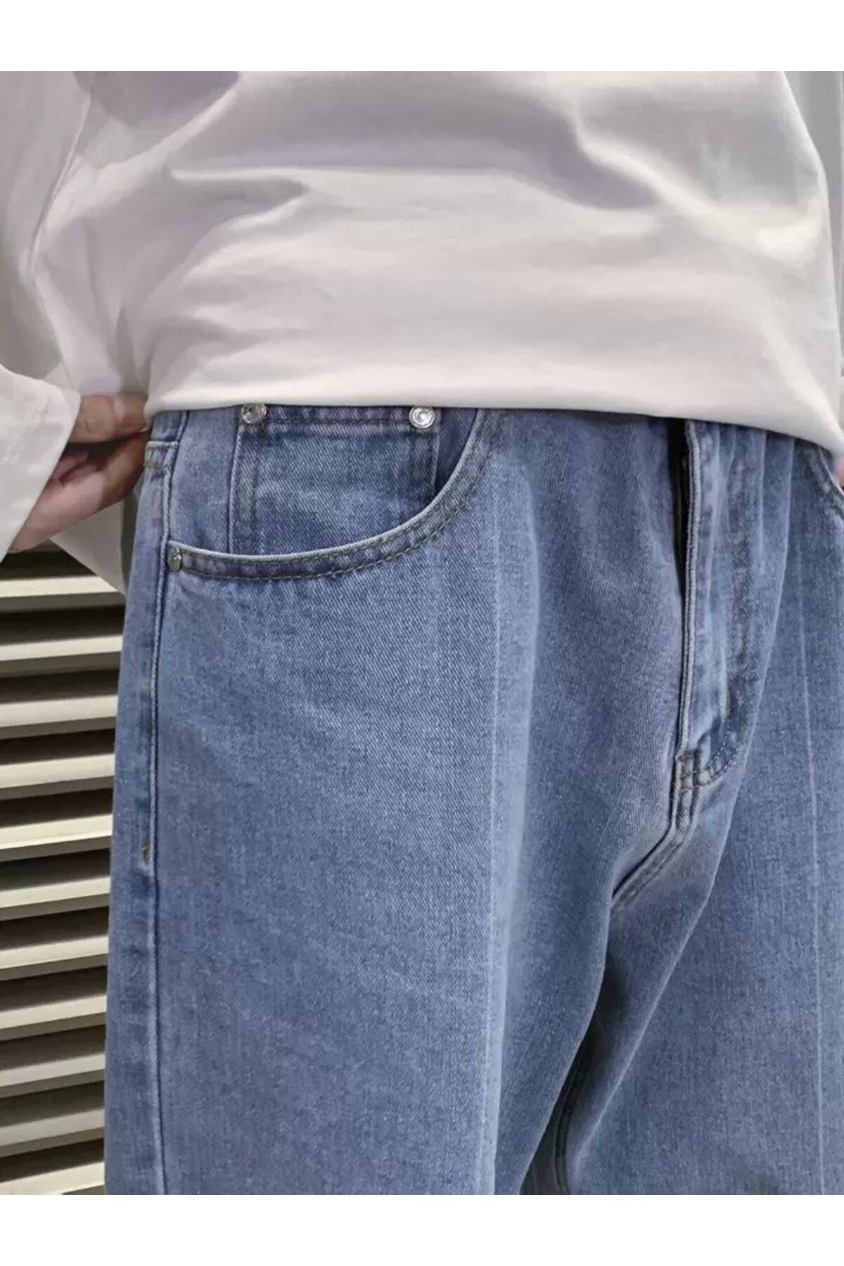 Erkek Rahat Kalıp Bol Paça Pantolon Jean