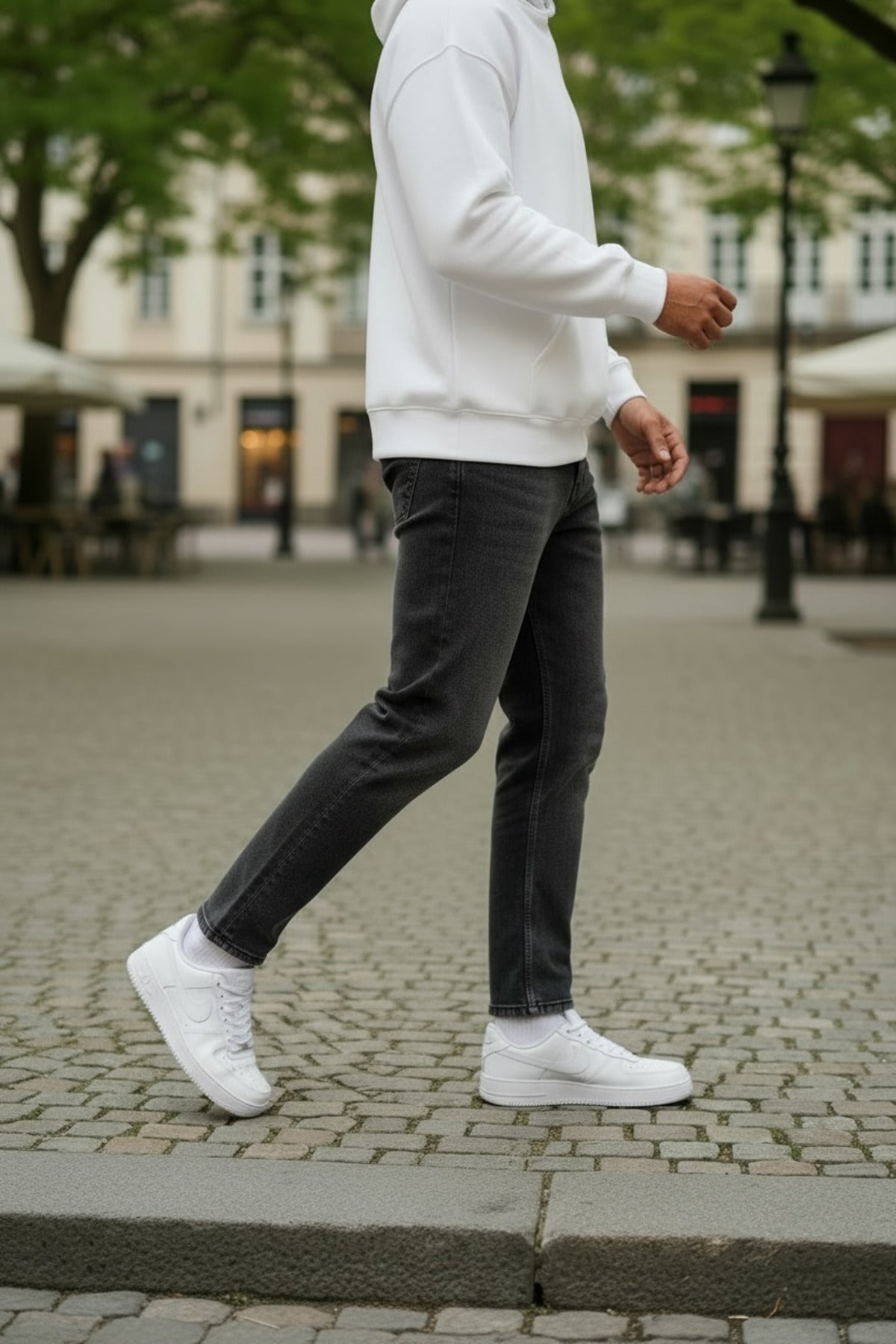 Erkek Yıkamalı Siyah Boyfriend Fit Pantolon