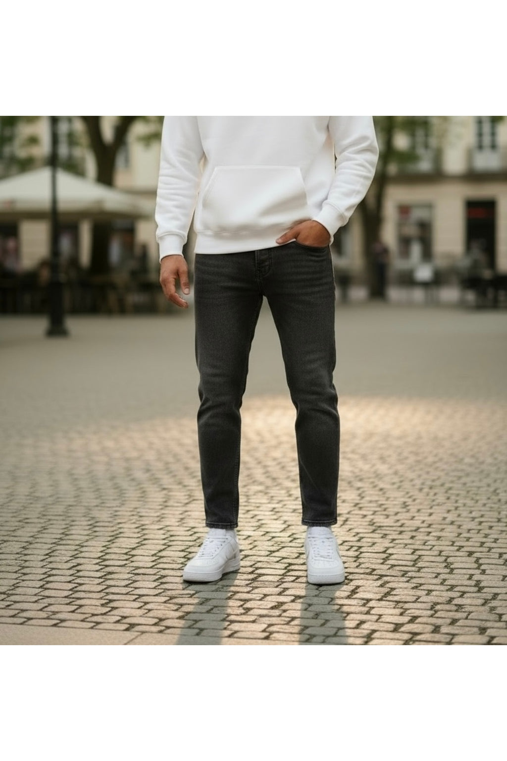 Erkek Yıkamalı Siyah Boyfriend Fit Pantolon