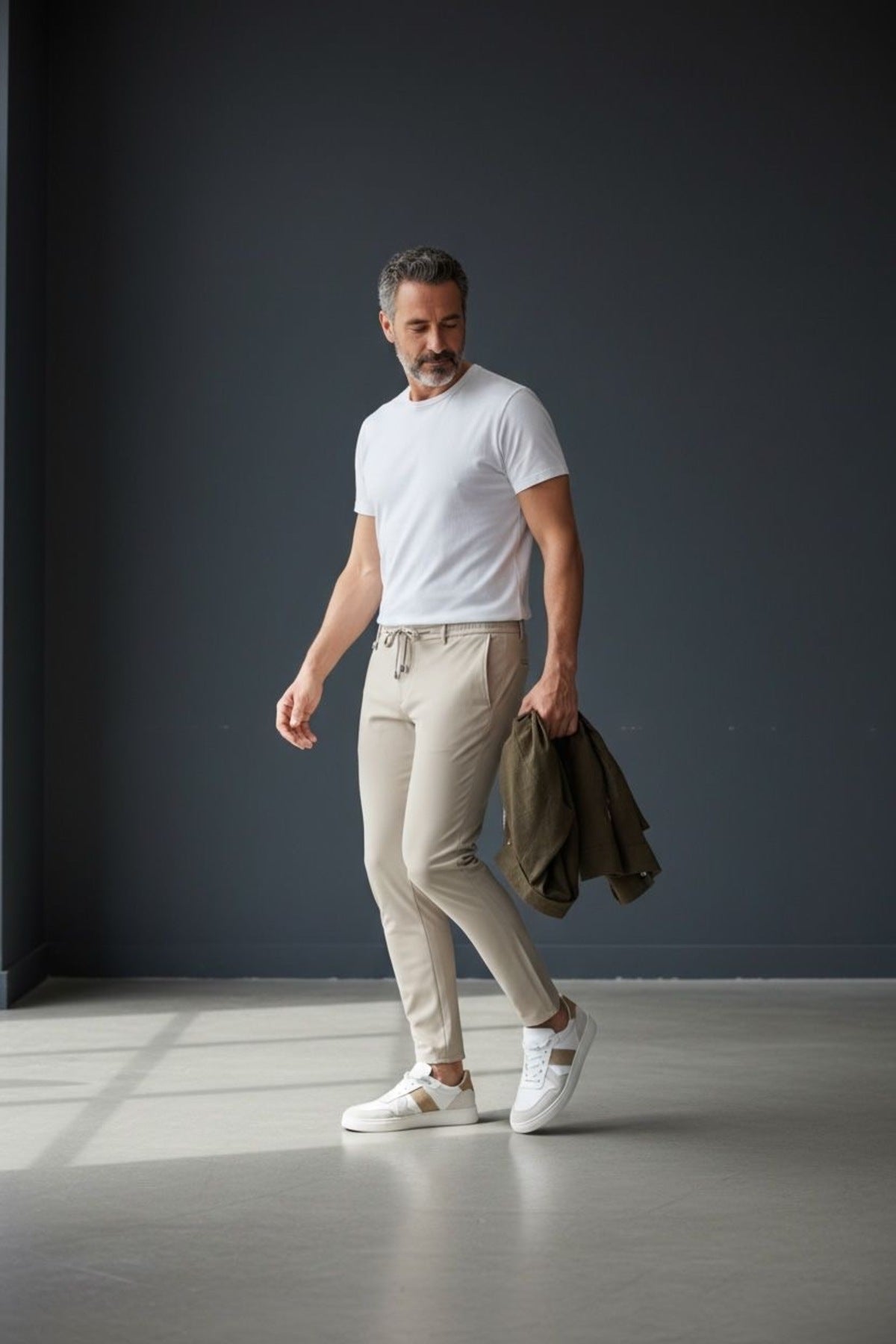 Erkek Slim Fit Jogger Pantolon Bağcıklı Lastikli Bel Dar Paça Günlük Kumaş Pantolon