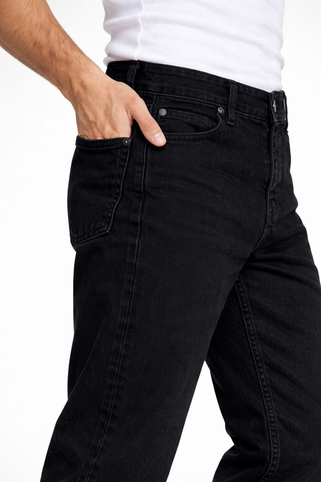 Erkek Siyah Rahat Kesim Jean Pantolon