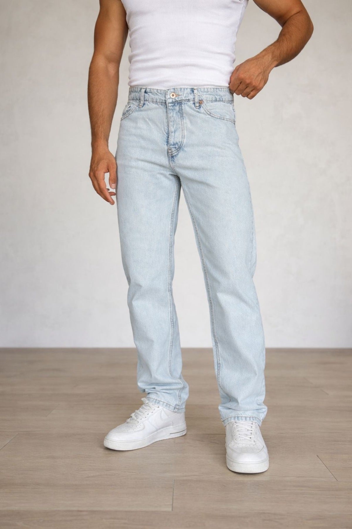 Erkek Rahat Kalıp Denim Pantolon Düz Kesim Günlük Şık Basic Modern Jean