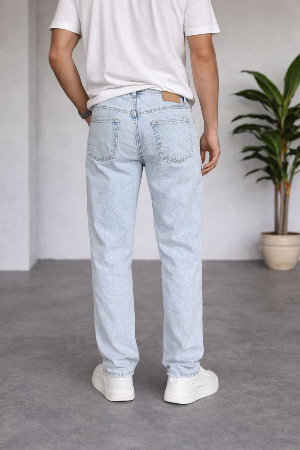 Erkek Açık Mavi Relax Fit Jean Pantolon Günlük Rahat Kesim Modern Basic Kot Denim