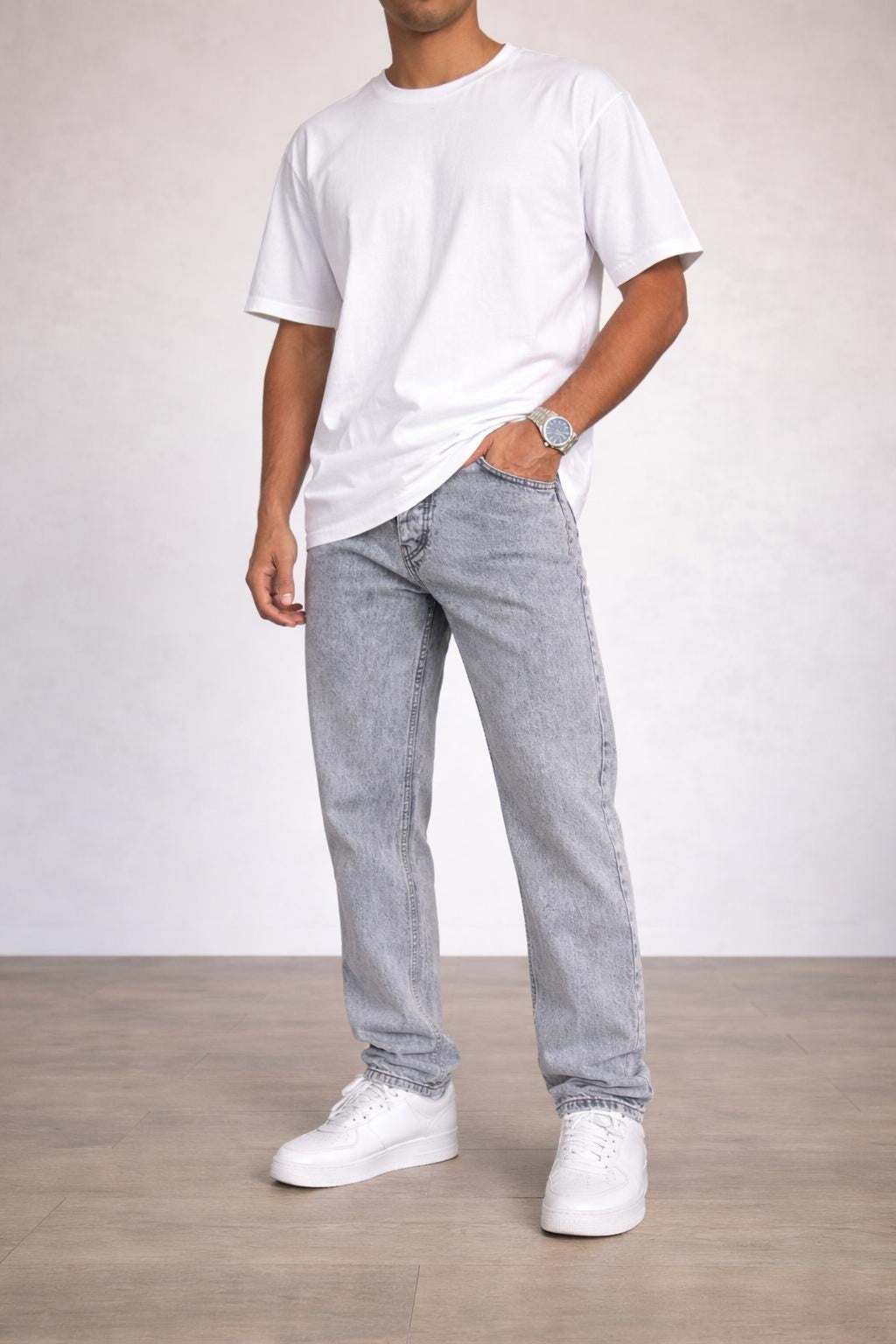 Erkek Rahat Kalıp Denim Pantolon Düz Kesim Günlük Şık Basic Modern Jean
