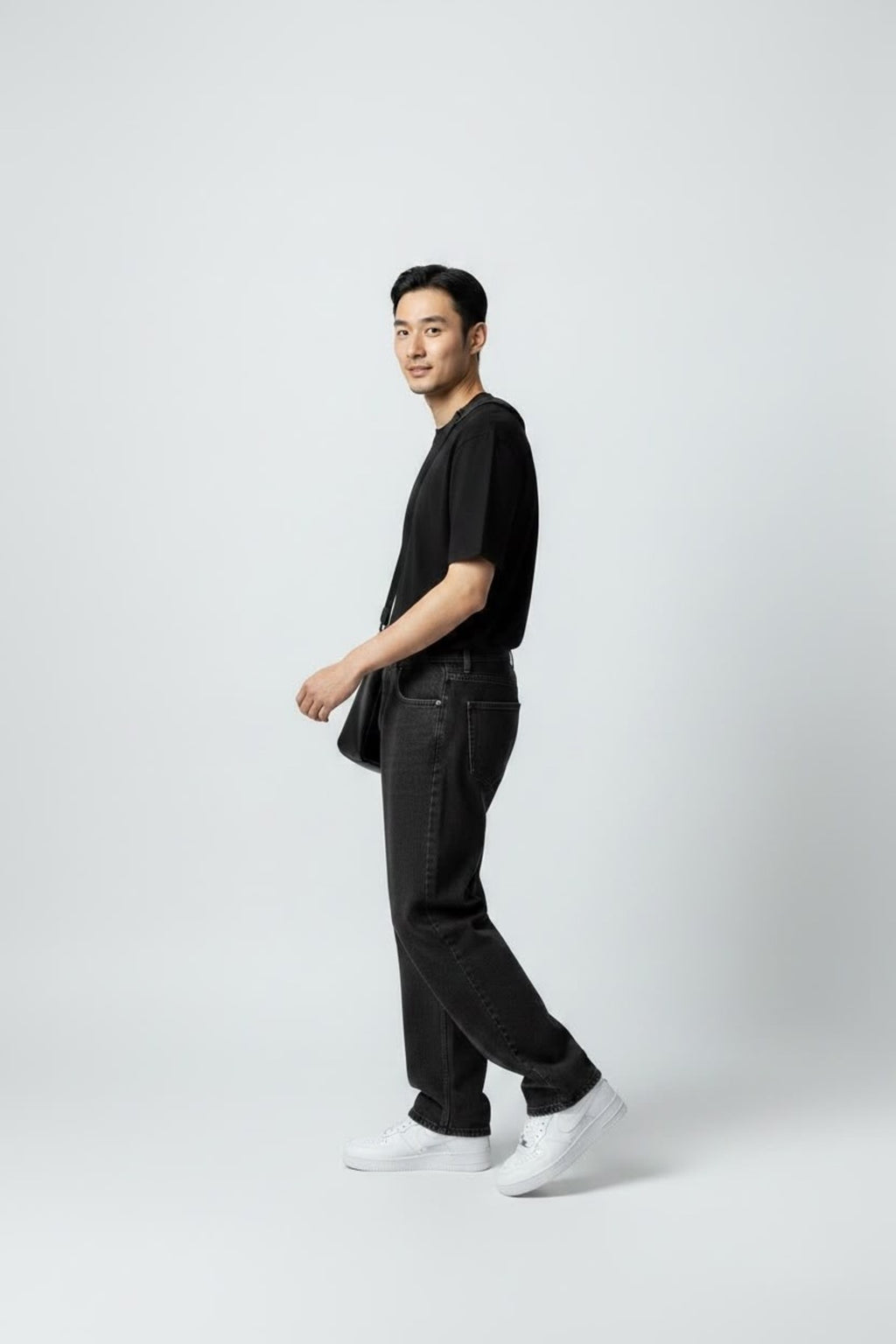 Erkek Baggy Bol Kesim Kot Pantolon Jeans Yıkamalı Siyah