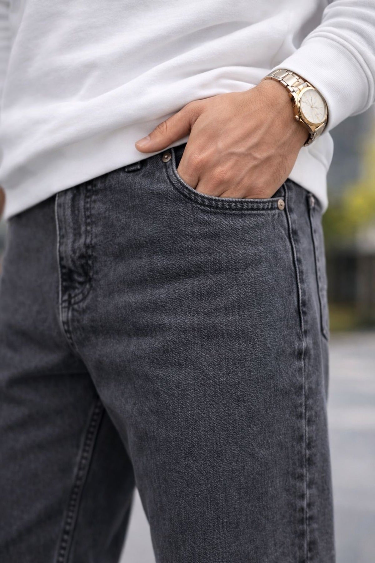 Erkek Wide Leg Denim Pantolon Bol Kesim Modern Sokak Modası Rahat Jean