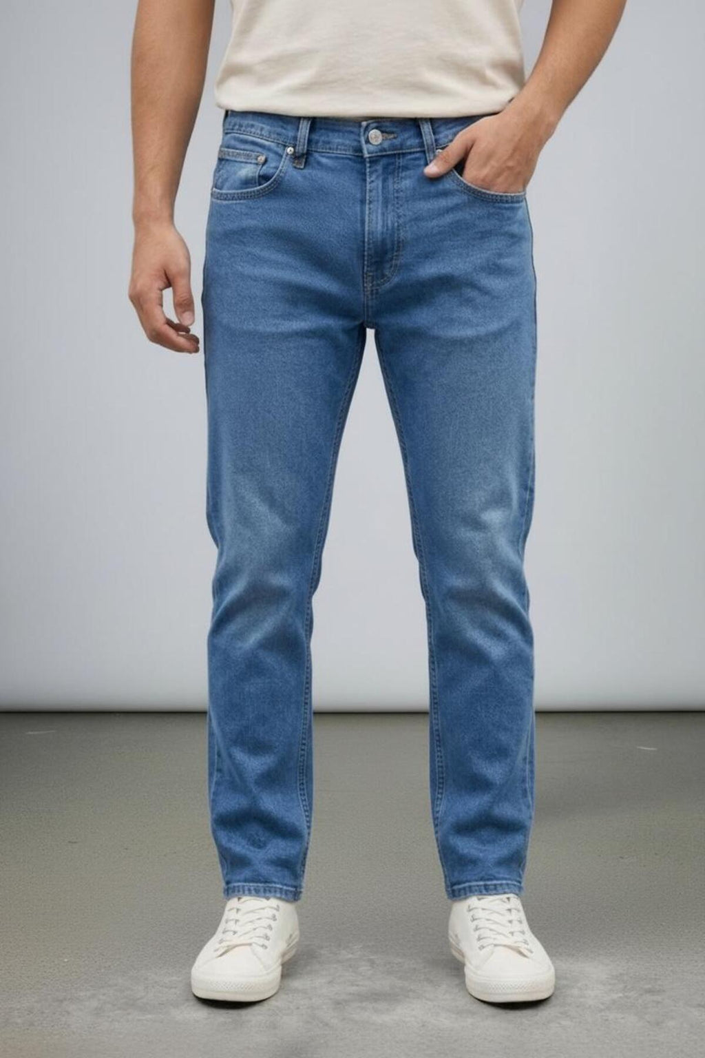Erkek Regular Kalıp Denim Pantolon Günlük Rahat Kesim Şık Basic Jean