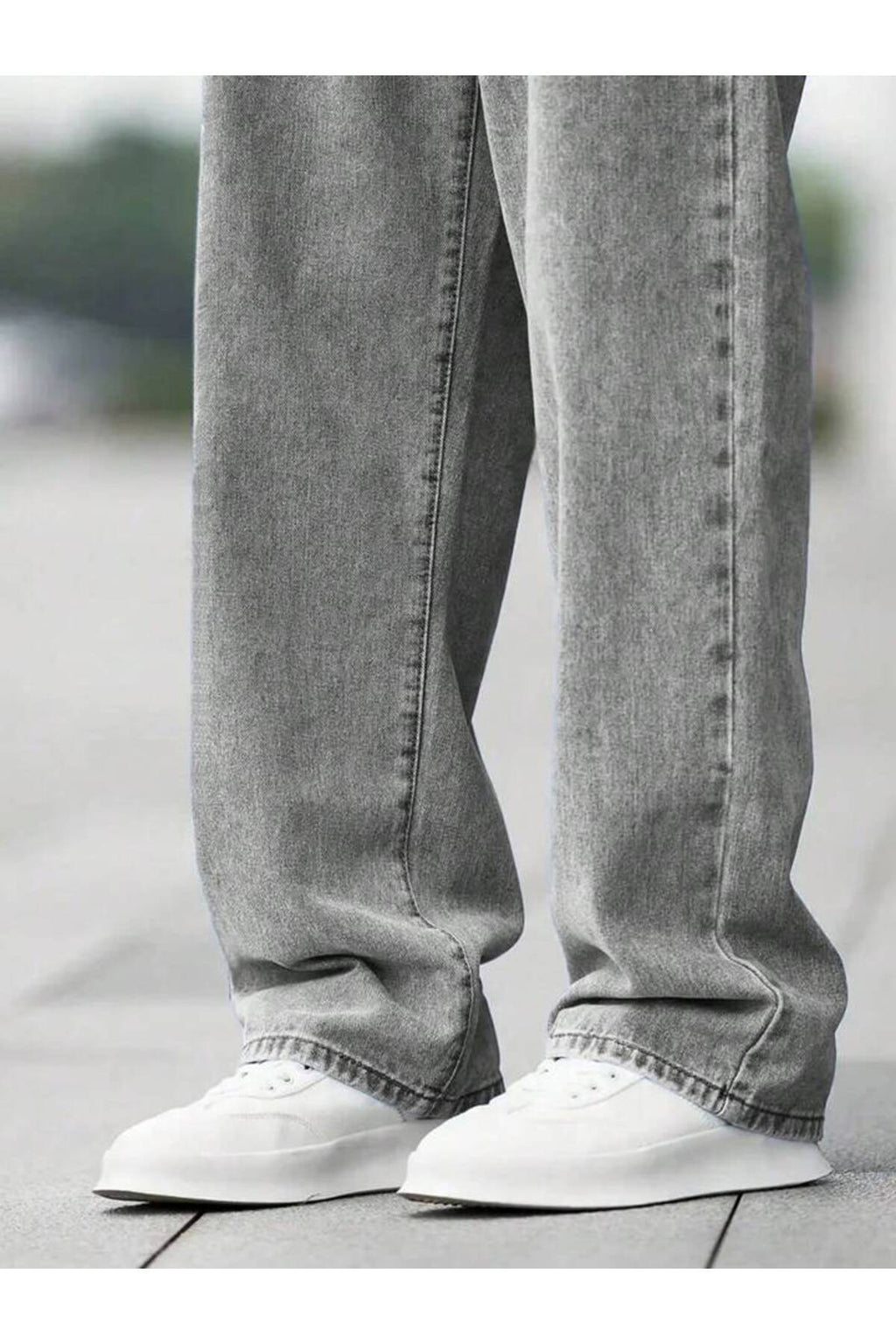 Erkek Baggy Fit Wide Leg Jean Pantolon Normal Bel Oversize Bol Kalıp Denim